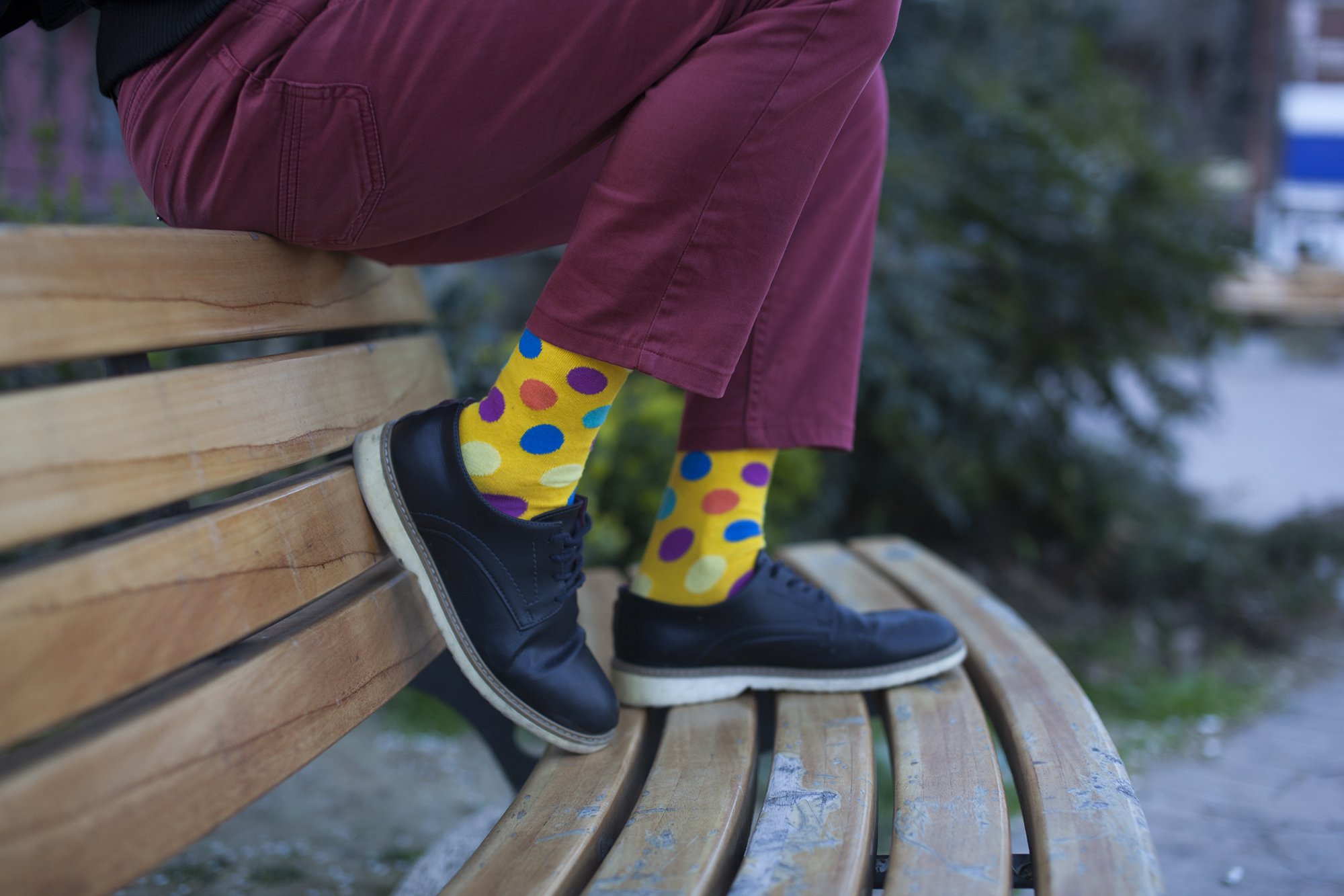 Men's Big Dots Socks featuring colorful patterns and premium cotton material, perfect for stylish comfort.