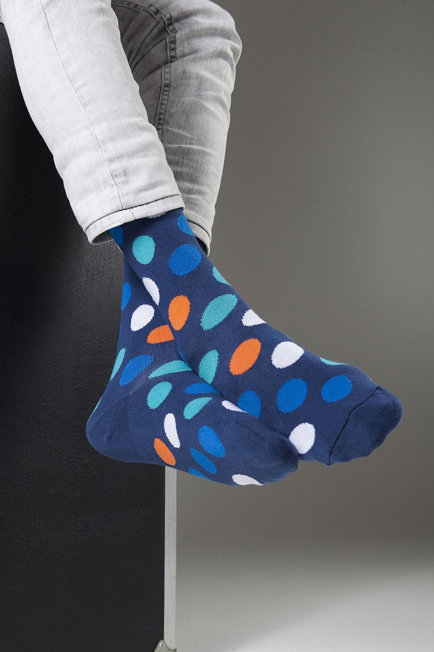 Men's Big Dots Socks featuring colorful patterns and premium cotton material, perfect for stylish comfort.