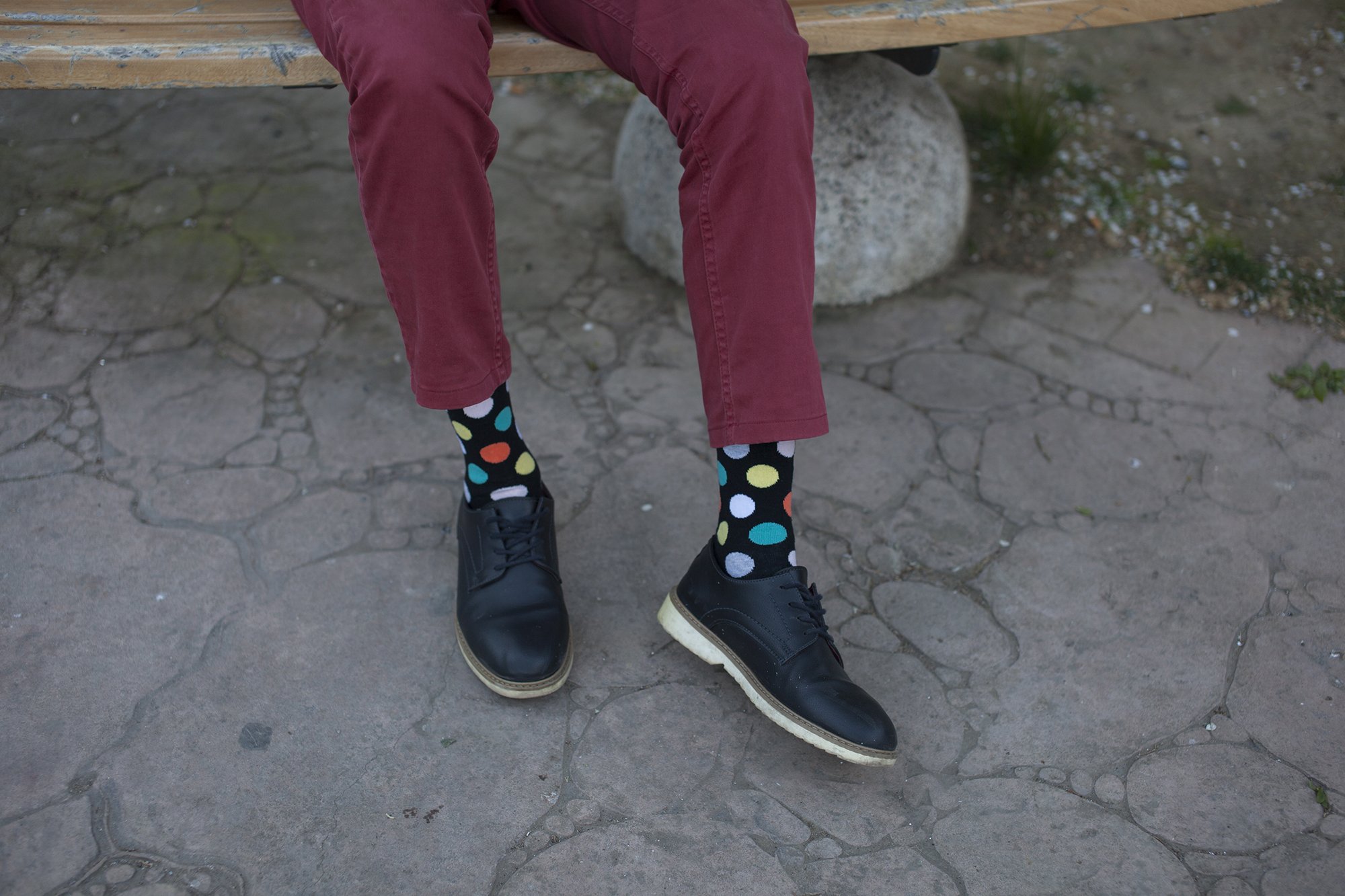 Men's Big Dots Socks featuring colorful patterns and premium cotton material, perfect for stylish comfort.