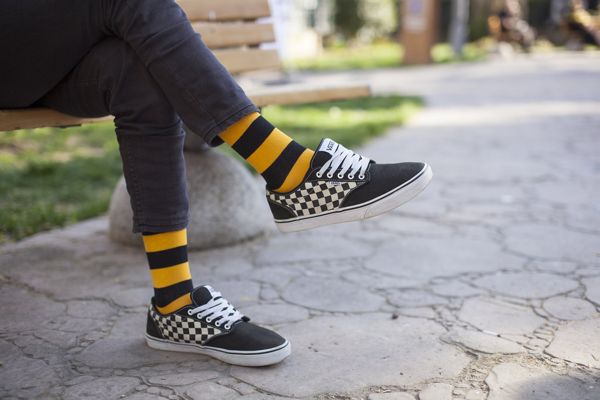 Men's Black Flame Stripe Socks featuring a vibrant flame pattern, made from soft Turkish cotton for comfort and style.