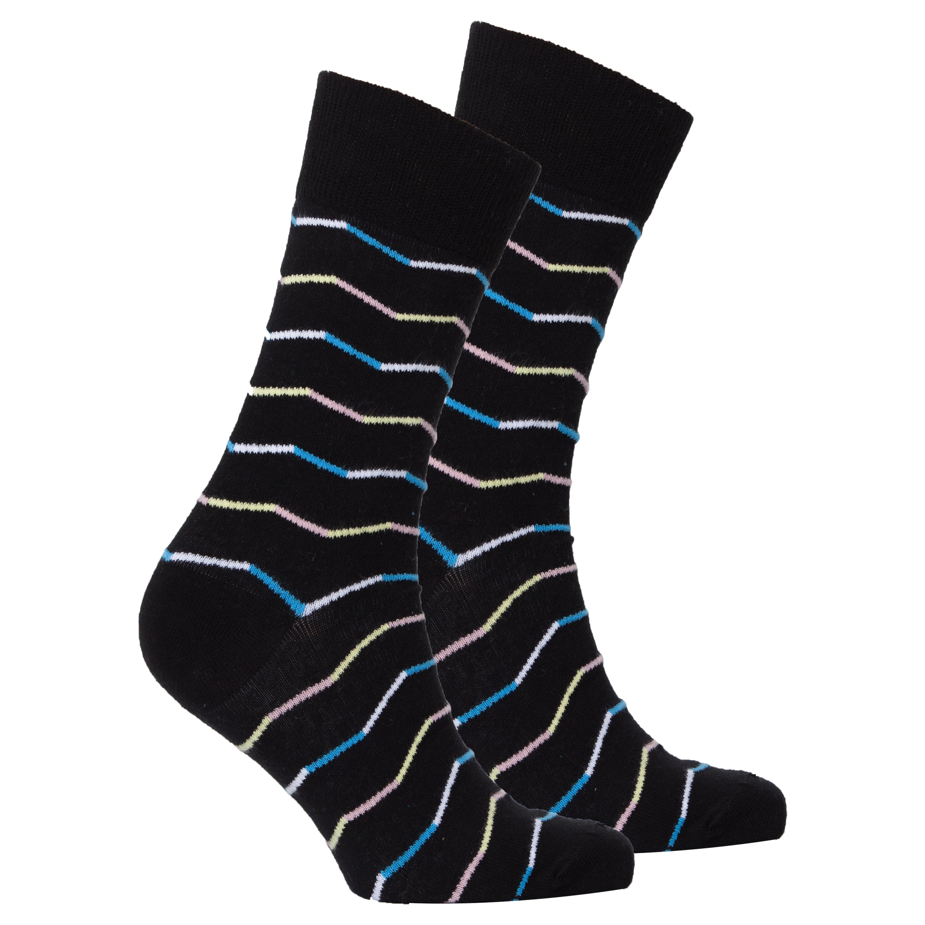 Men's Black Zig Zag Socks featuring a trendy zig zag pattern, made from soft Turkish cotton blend for comfort and style.