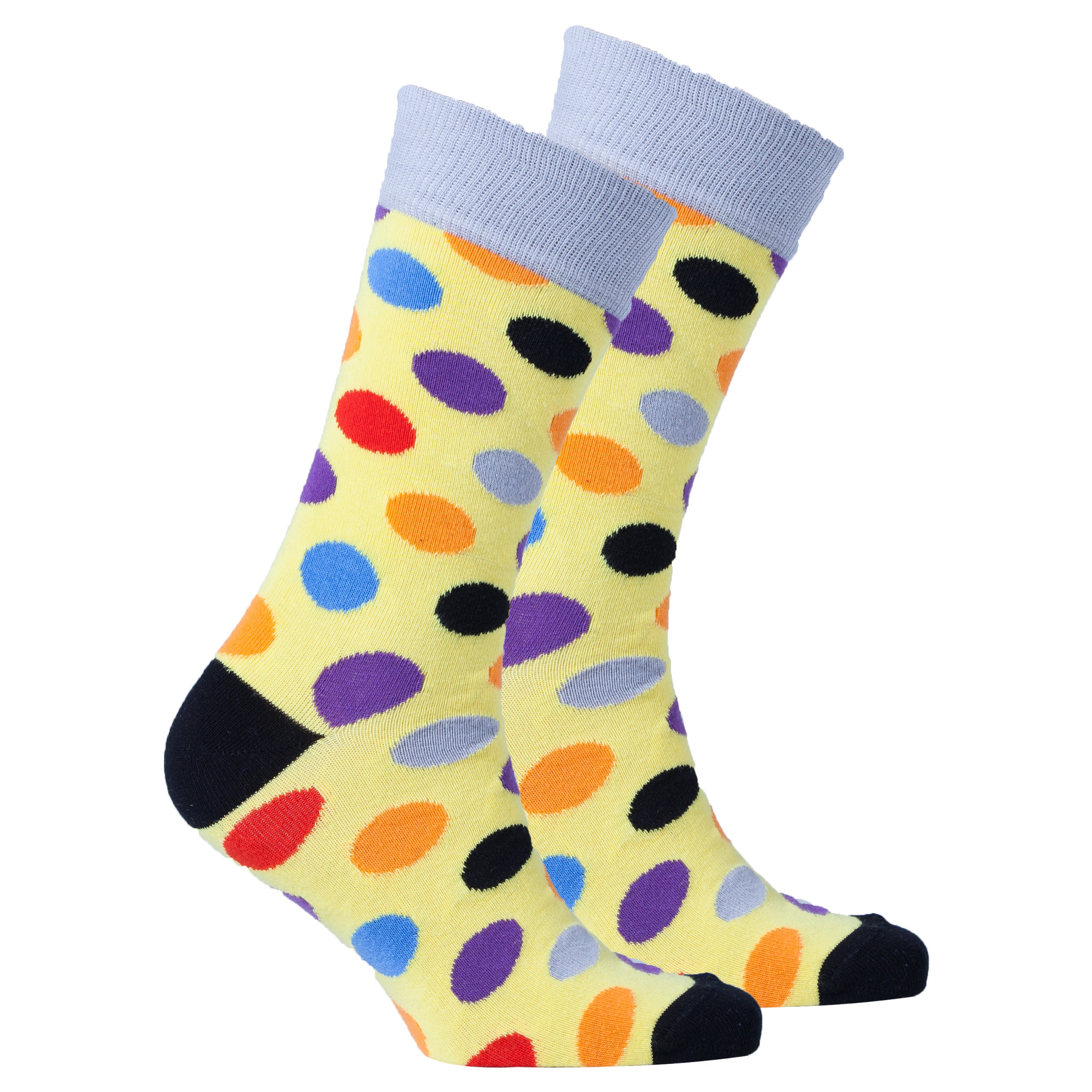 Men's Blonde Dot Socks featuring a vibrant dot pattern, made from soft Turkish cotton for comfort and style.