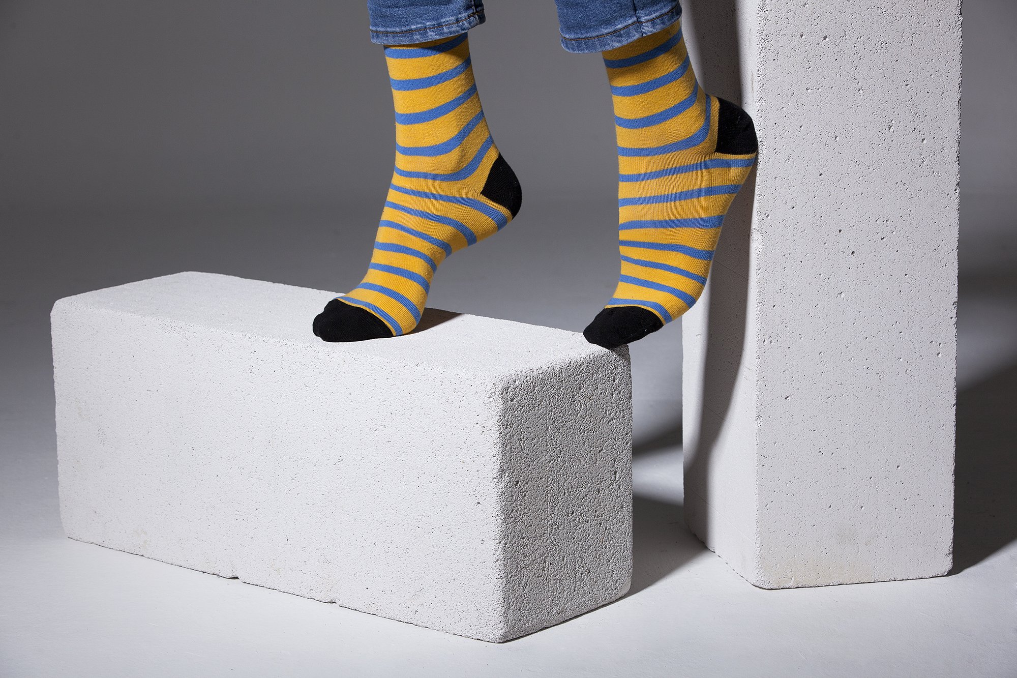 Men's Blonde Stripe Socks featuring vibrant colors and trendy patterns, made from soft Turkish cotton for comfort.