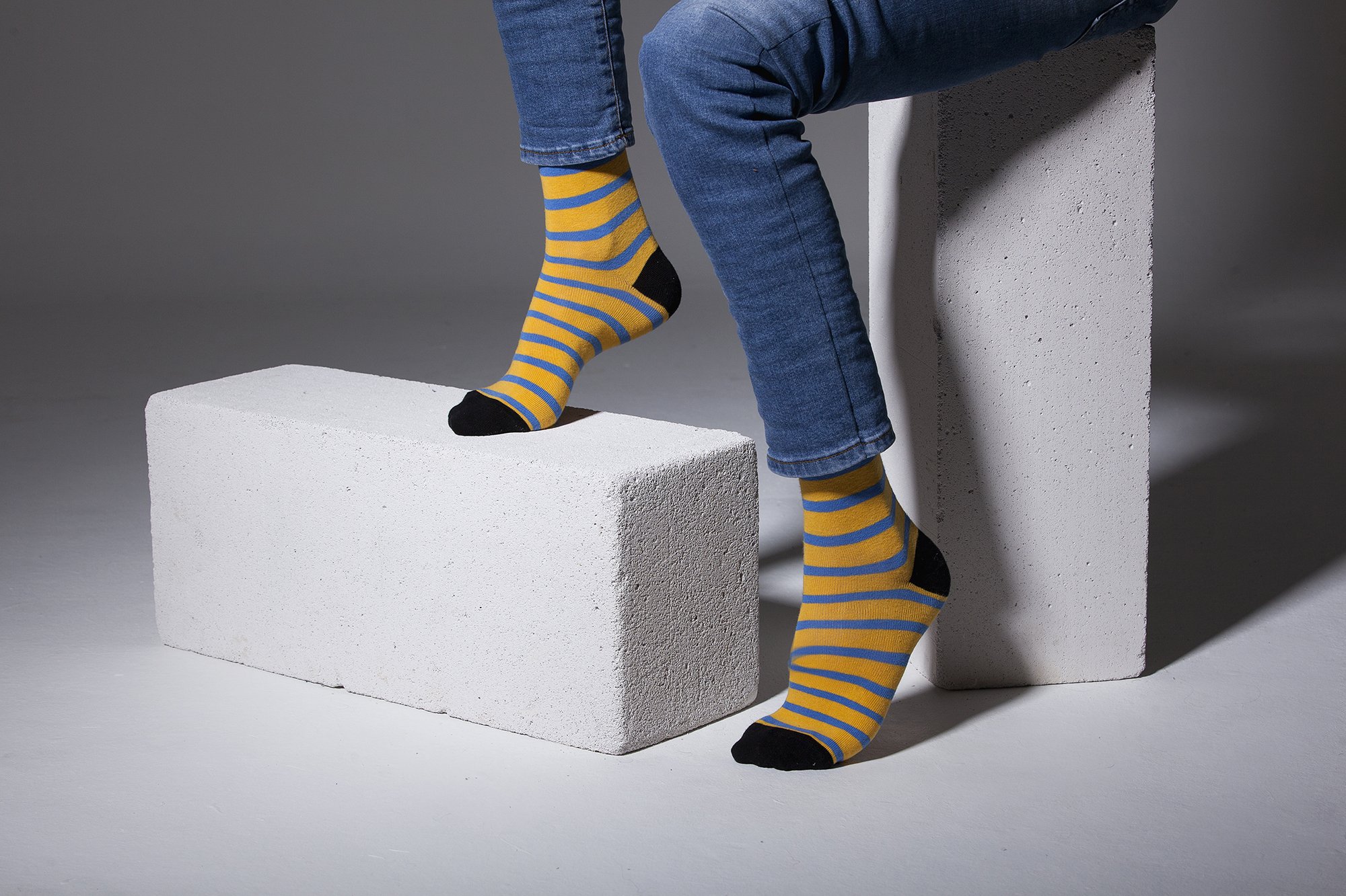 Men's Blonde Stripe Socks featuring vibrant colors and trendy patterns, made from soft Turkish cotton for comfort.