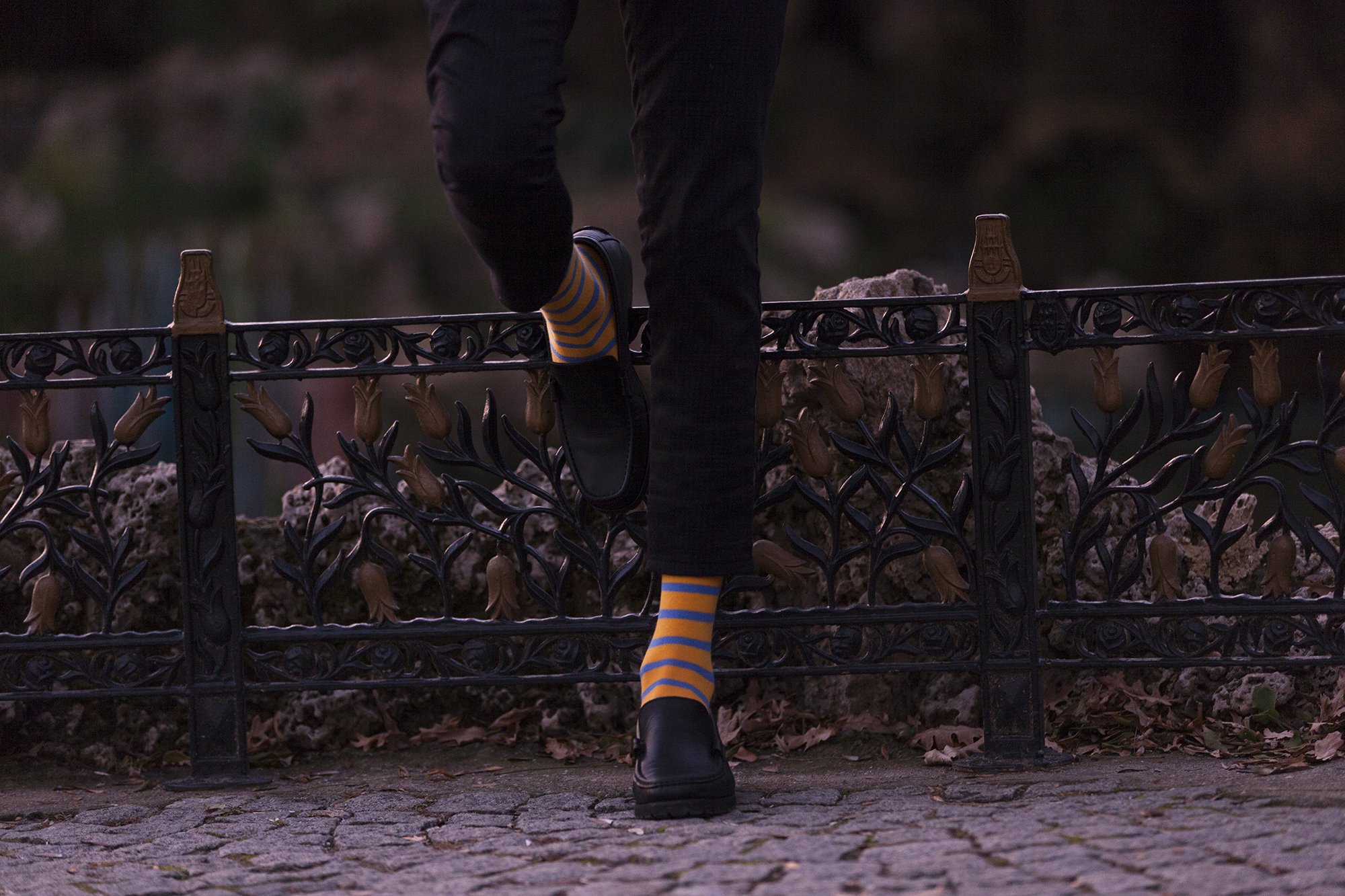 Men's Blonde Stripe Socks featuring vibrant colors and trendy patterns, made from soft Turkish cotton for comfort.