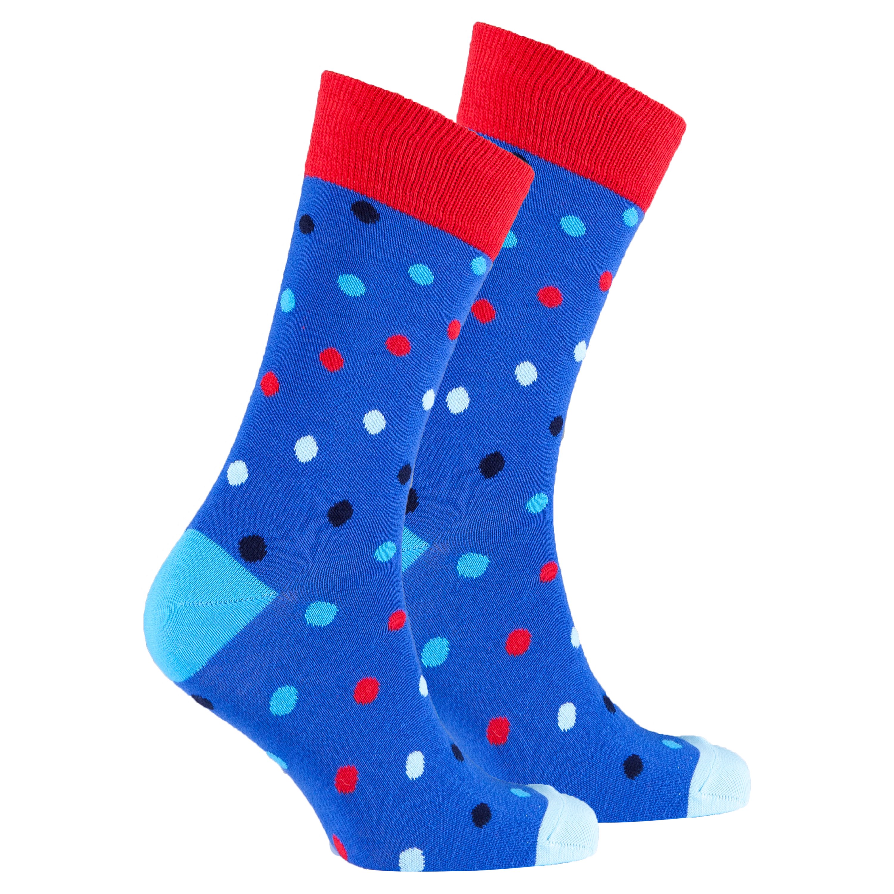 Men's Blue Paradise Dot Socks featuring a vibrant blue color with playful dot patterns, perfect for adding style to any outfit.