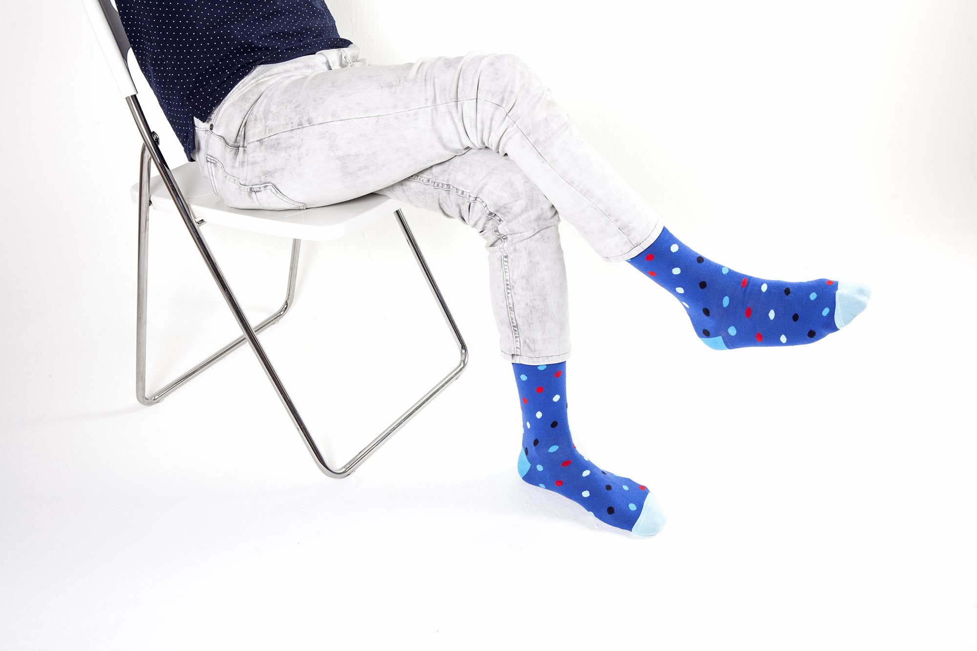 Men's Blue Paradise Dot Socks featuring a vibrant blue color with playful dot patterns, perfect for adding style to any outfit.