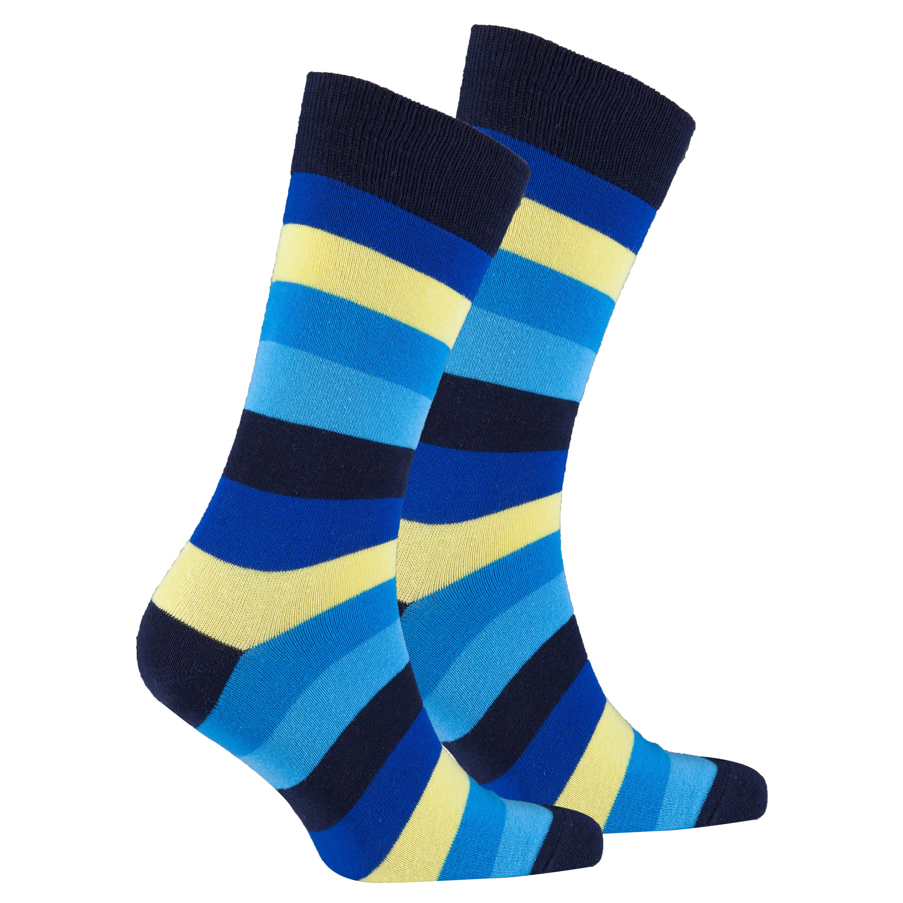 Men's Bluebird Stripe Socks featuring vibrant bluebird stripes and a comfortable fit, perfect for any occasion.