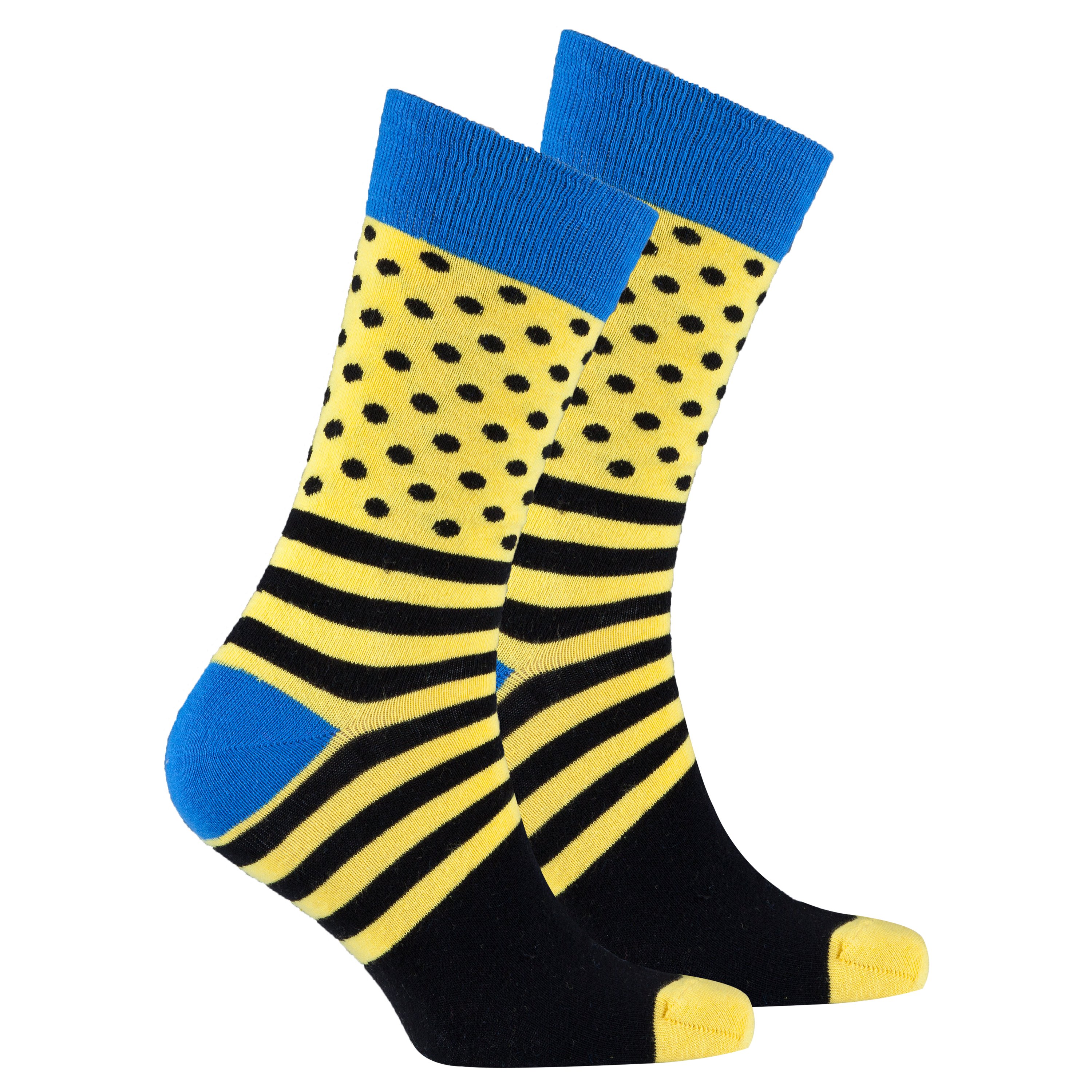 Men's Butter Dot Stripe Socks featuring colorful patterns and soft cotton material, perfect for stylish comfort.