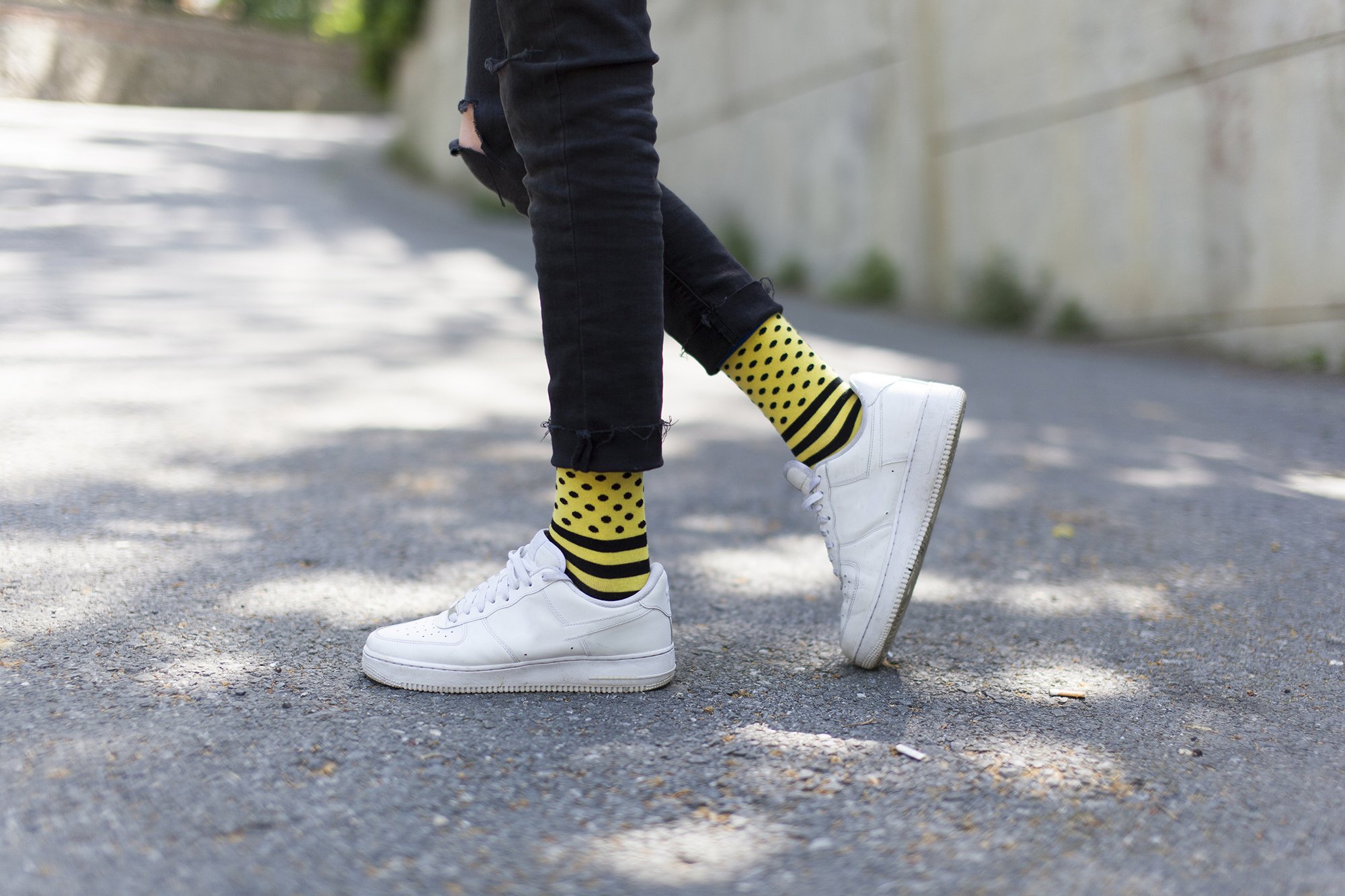 Men's Butter Dot Stripe Socks featuring colorful patterns and soft cotton material, perfect for stylish comfort.