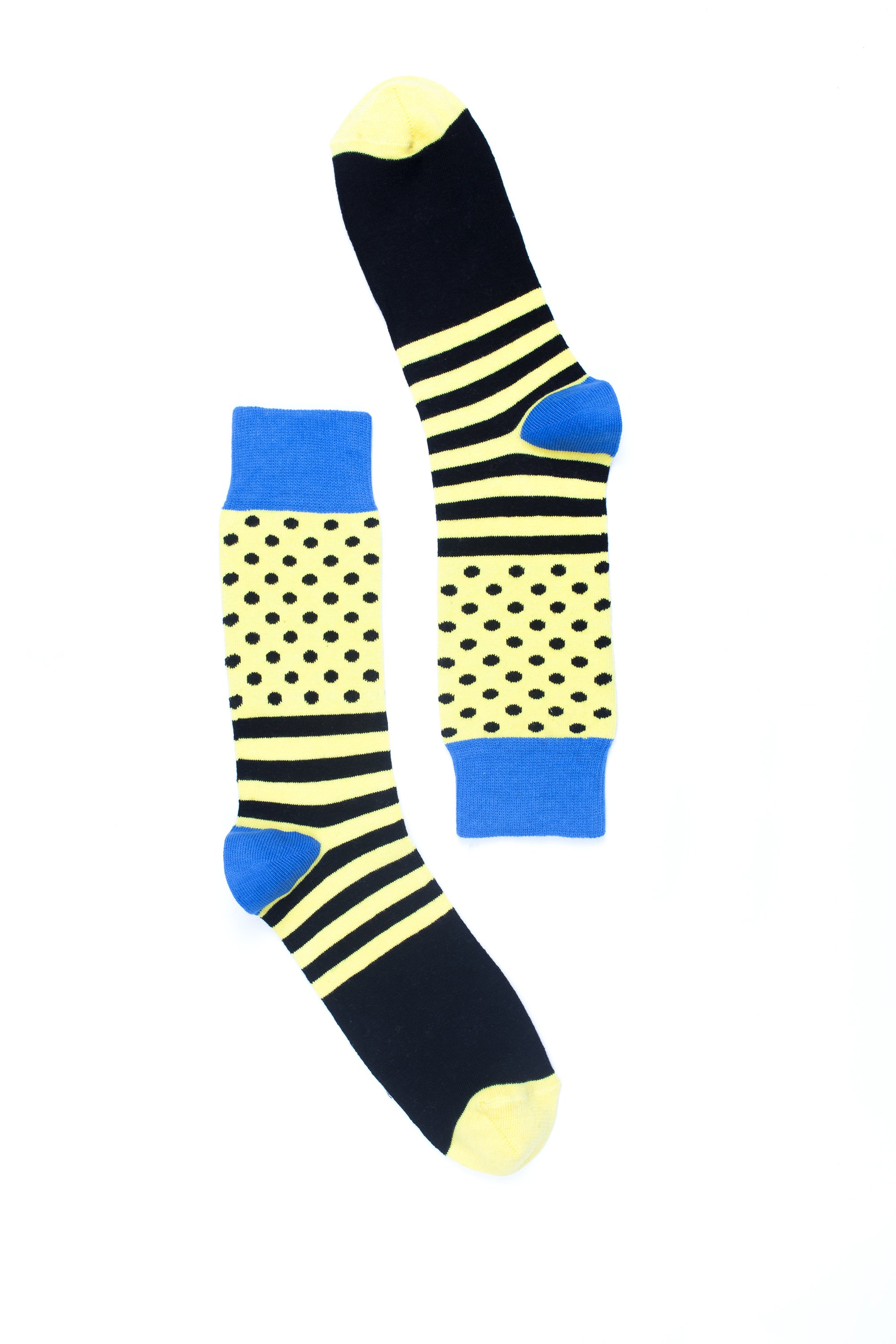 Men's Butter Dot Stripe Socks featuring colorful patterns and soft cotton material, perfect for stylish comfort.