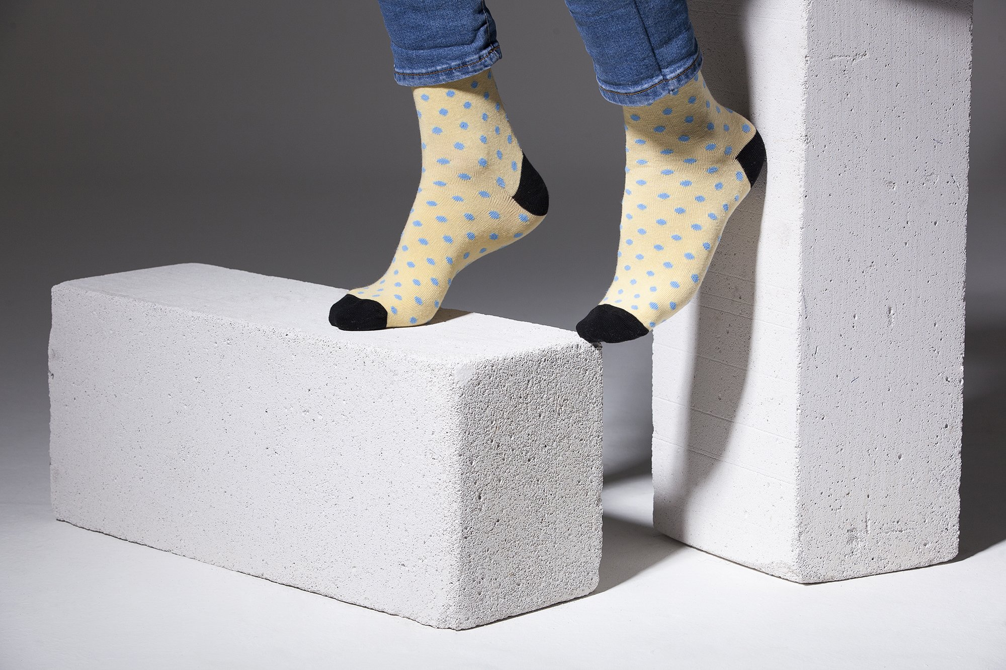 Men's Buttermilk Dot Socks featuring a colorful dot pattern, made from soft Turkish cotton for comfort and style.