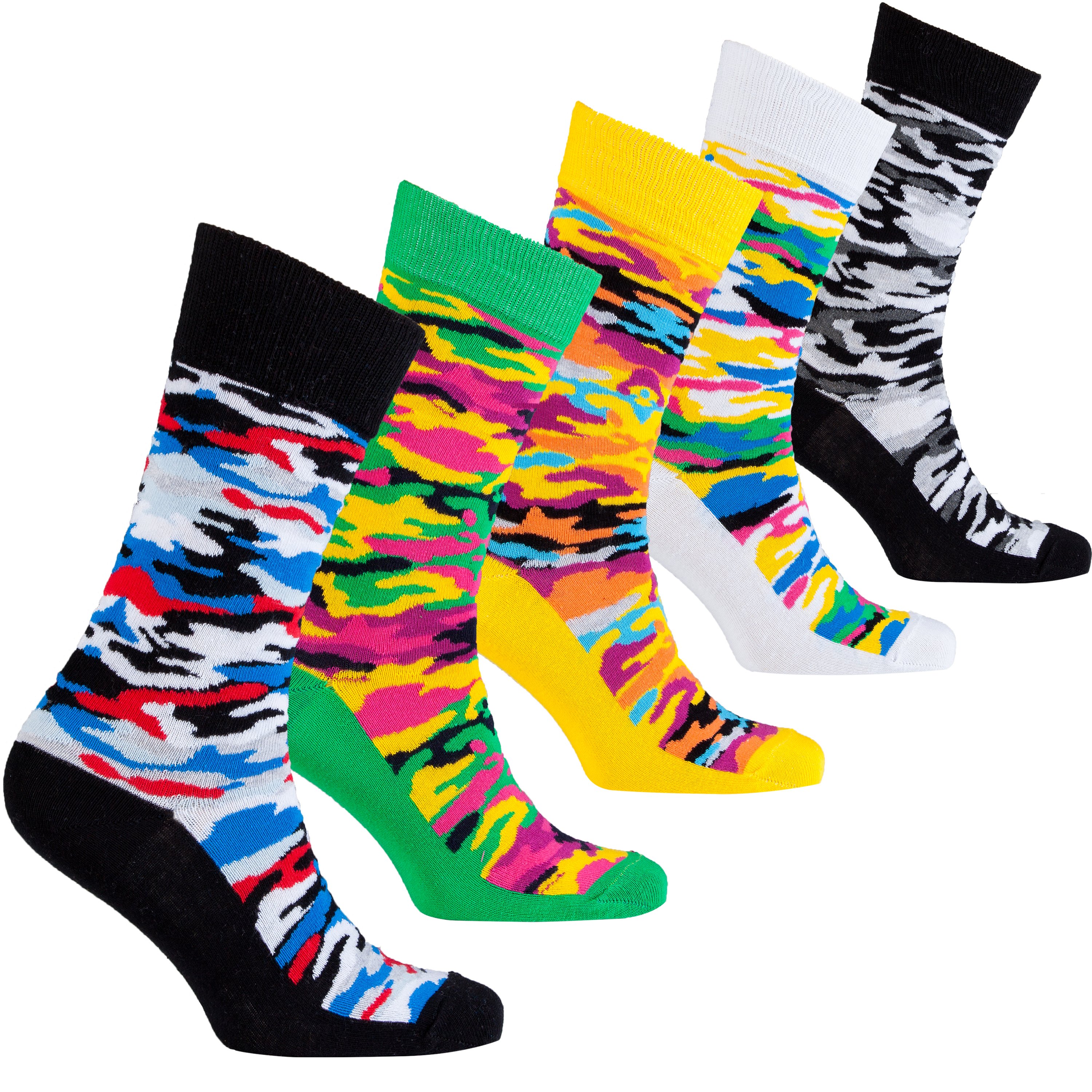 Men's Camouflage Socks featuring colorful designs and premium Turkish cotton for comfort and style.