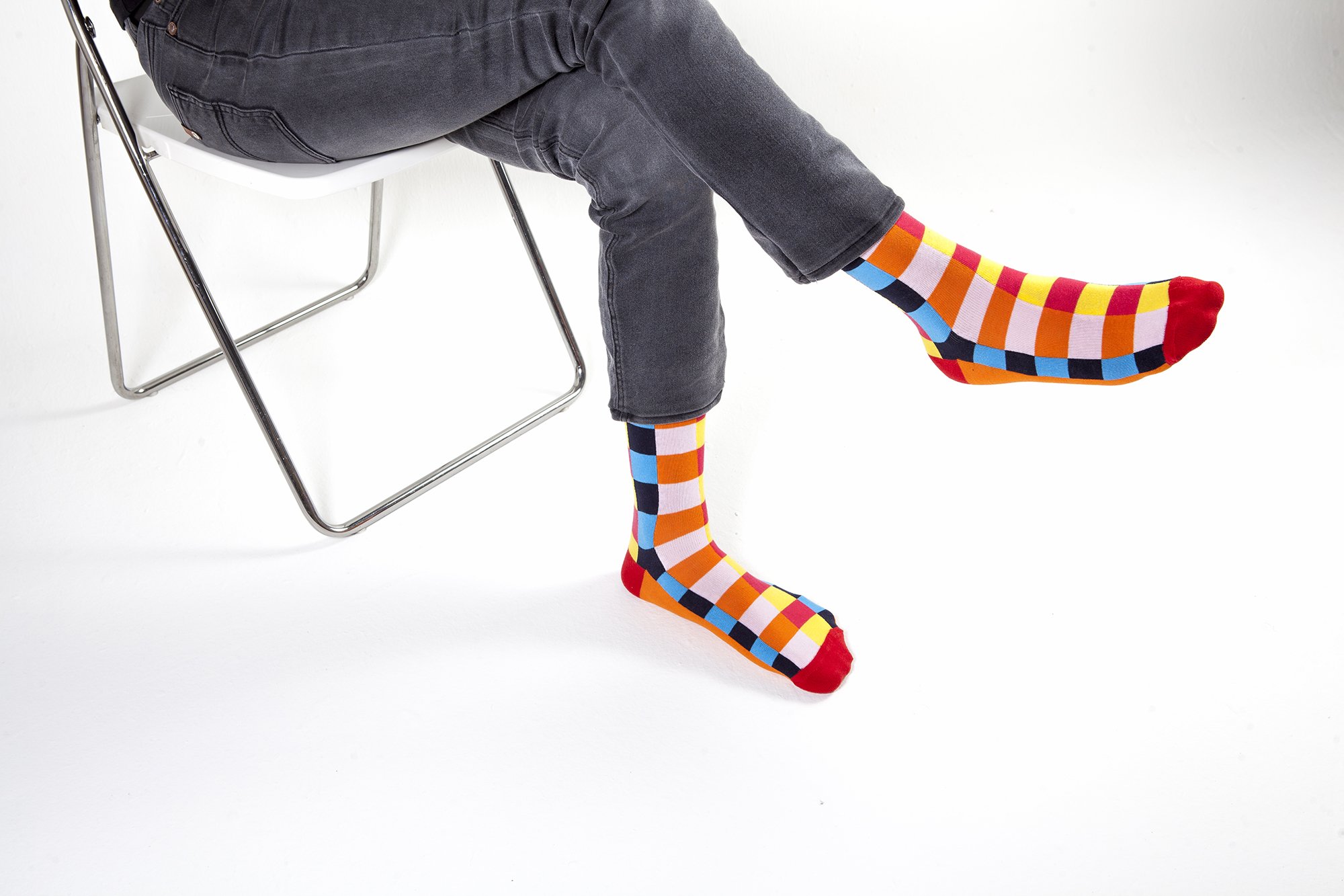 Men's Canary Square Socks featuring a vibrant square pattern, made from soft Turkish cotton for comfort and style.