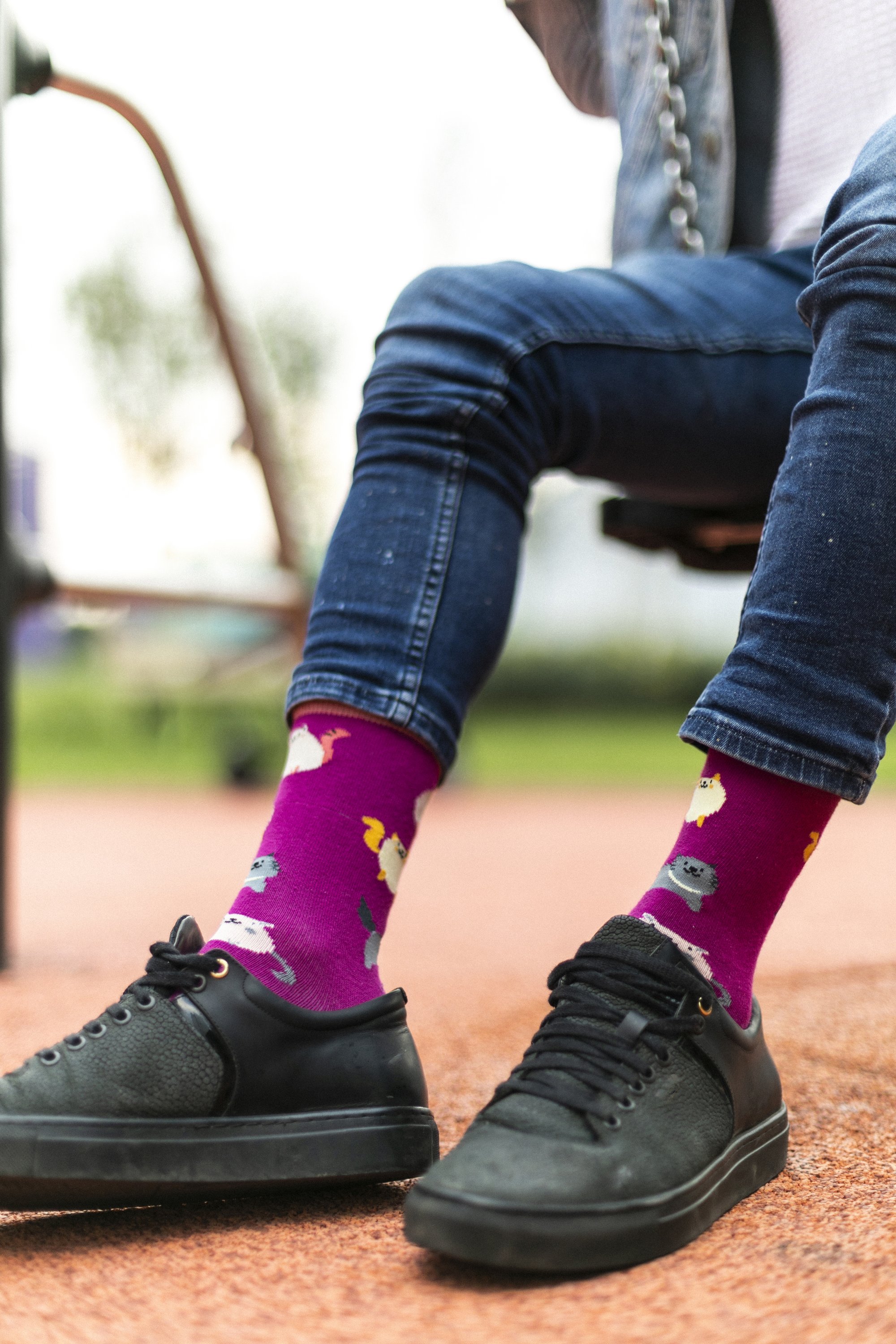 Men's Cats Socks featuring colorful cat designs, made from soft cotton for comfort and style.