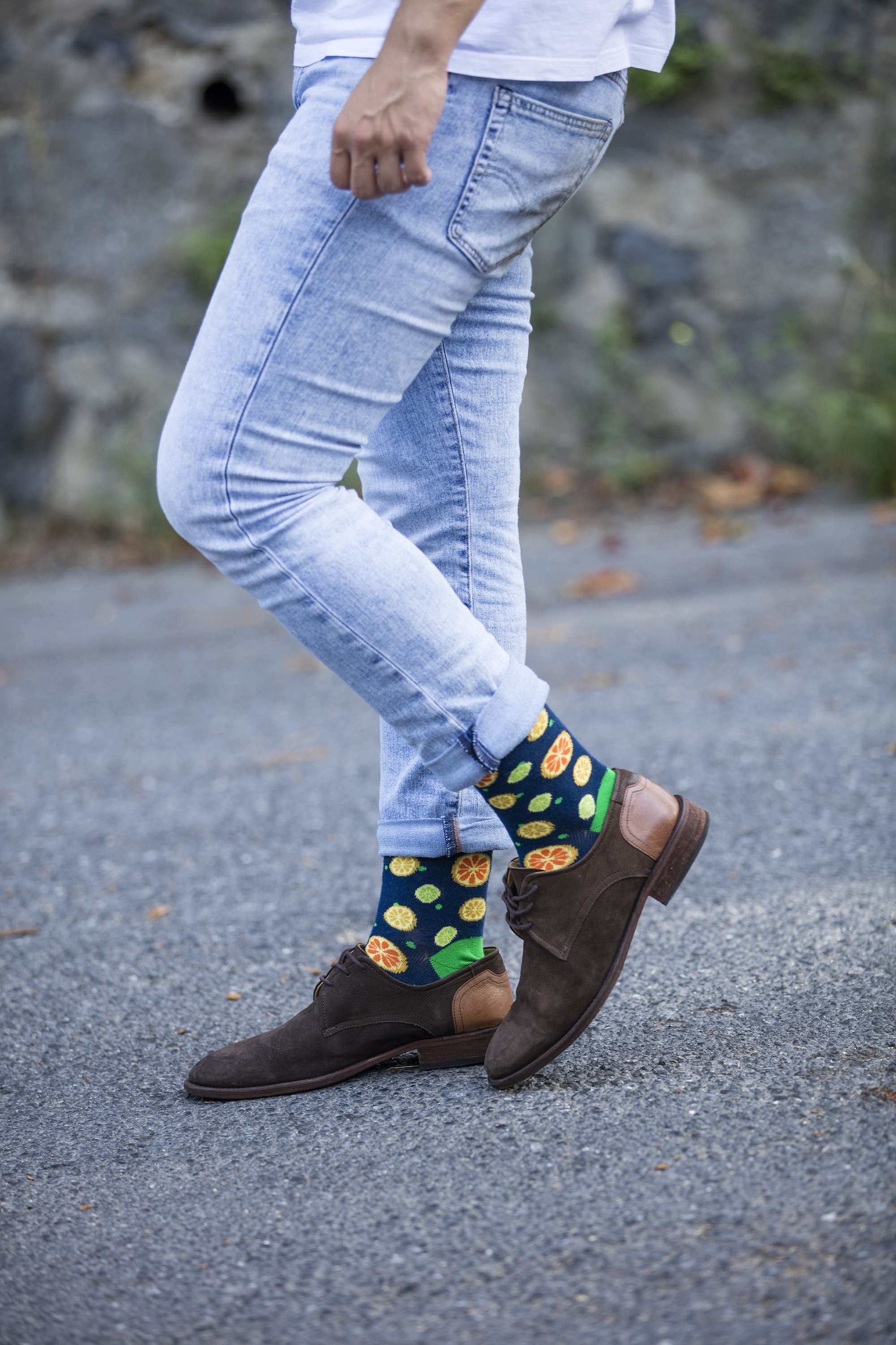 Men's Cheerful Fruits Socks featuring colorful fruit patterns, made from soft Turkish cotton for comfort and style.