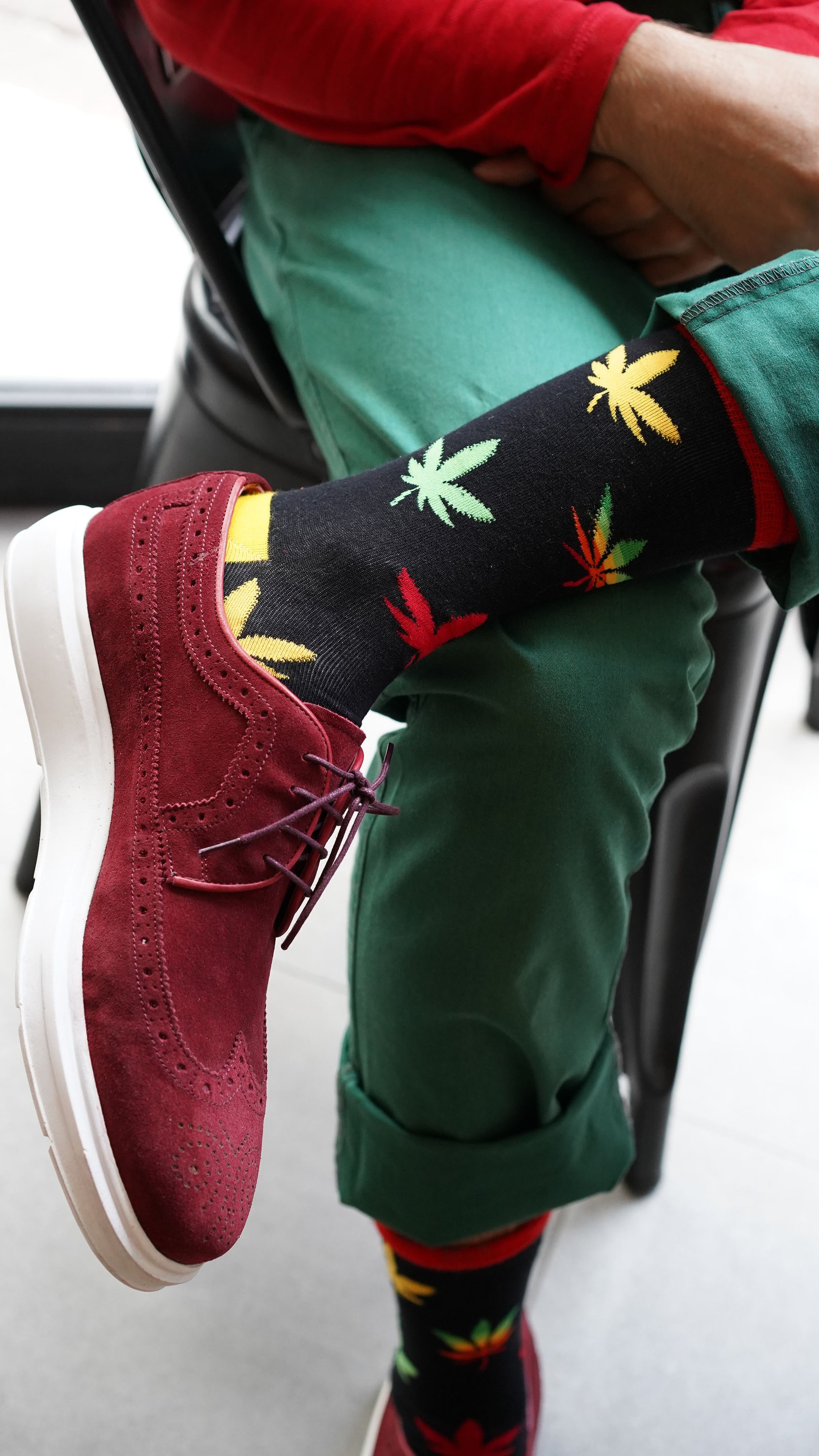 Men's Colorful Weed Socks featuring vibrant patterns and comfortable fabric, perfect for adding style to any outfit.