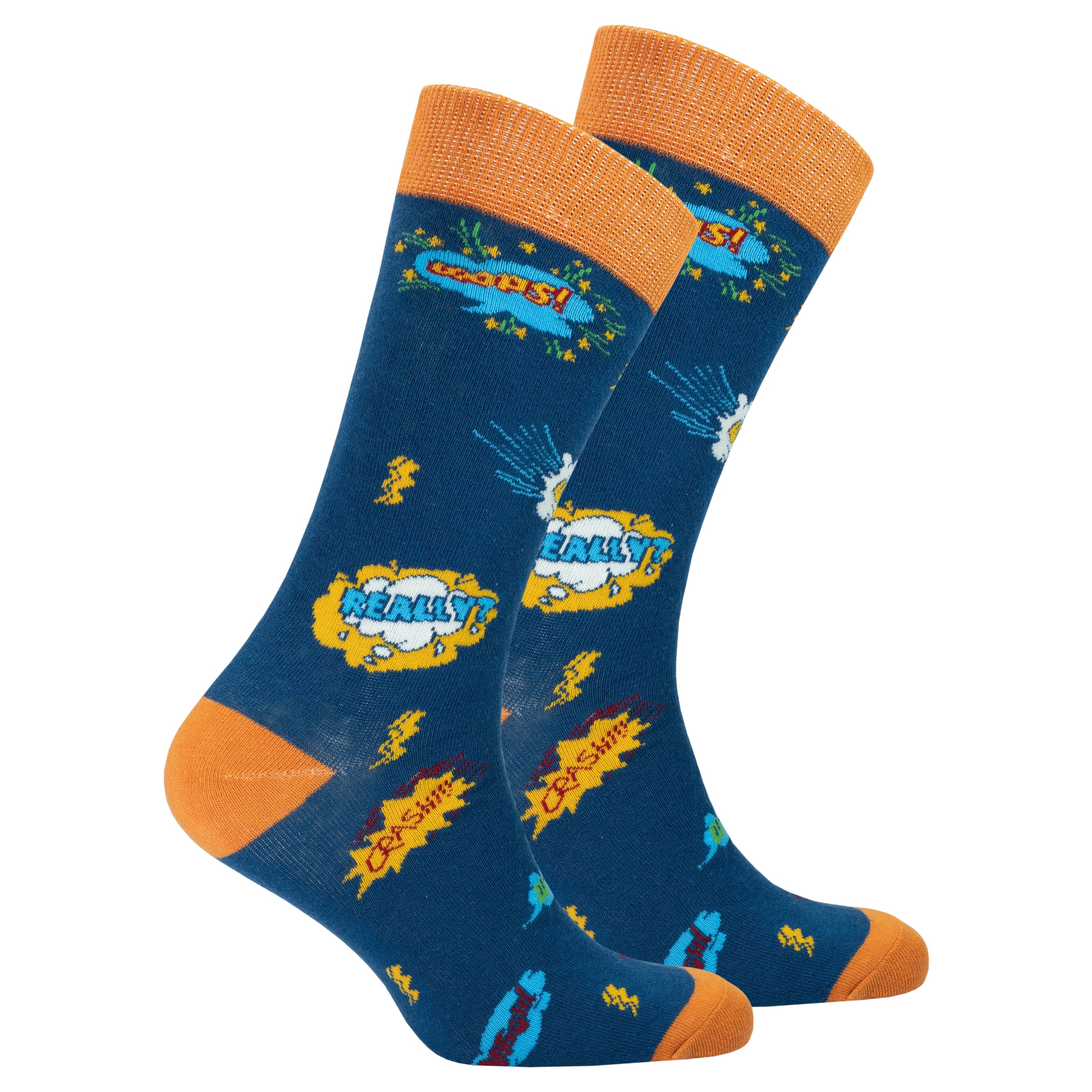 Men's Comics Socks featuring colorful designs and patterns, made from soft Turkish cotton for comfort.