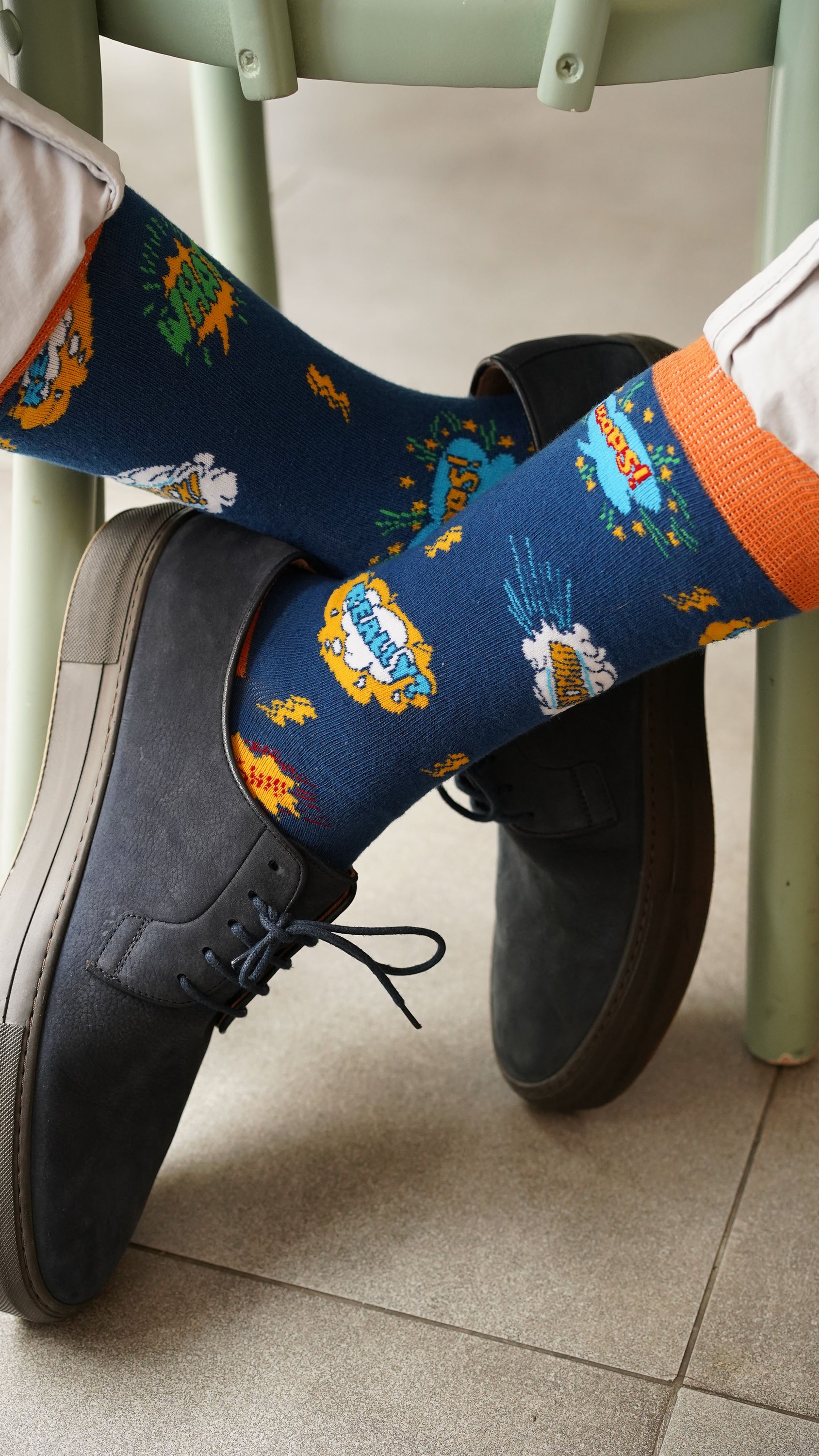 Men's Comics Socks featuring colorful designs and patterns, made from soft Turkish cotton for comfort.