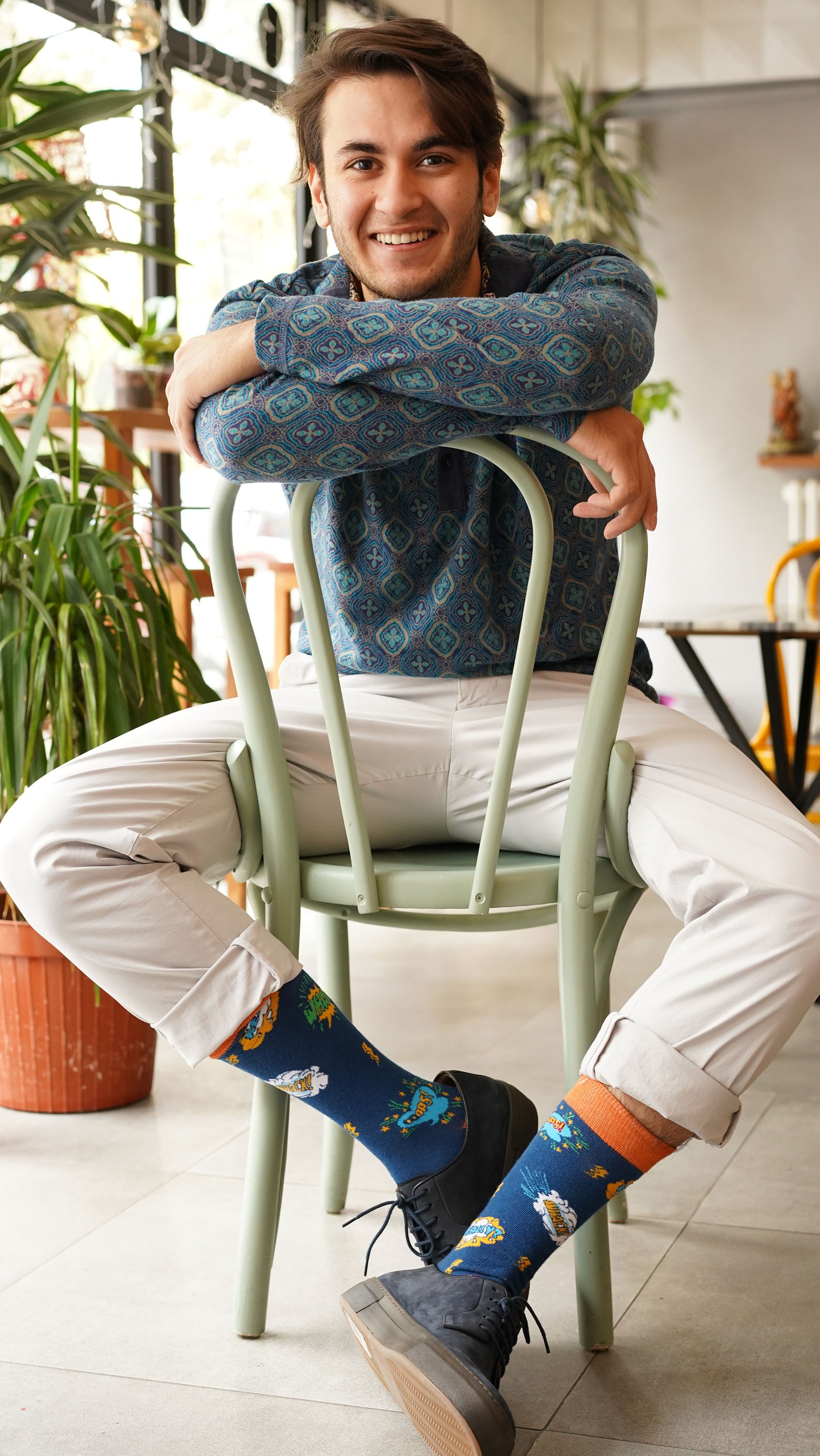 Men's Comics Socks featuring colorful designs and patterns, made from soft Turkish cotton for comfort.