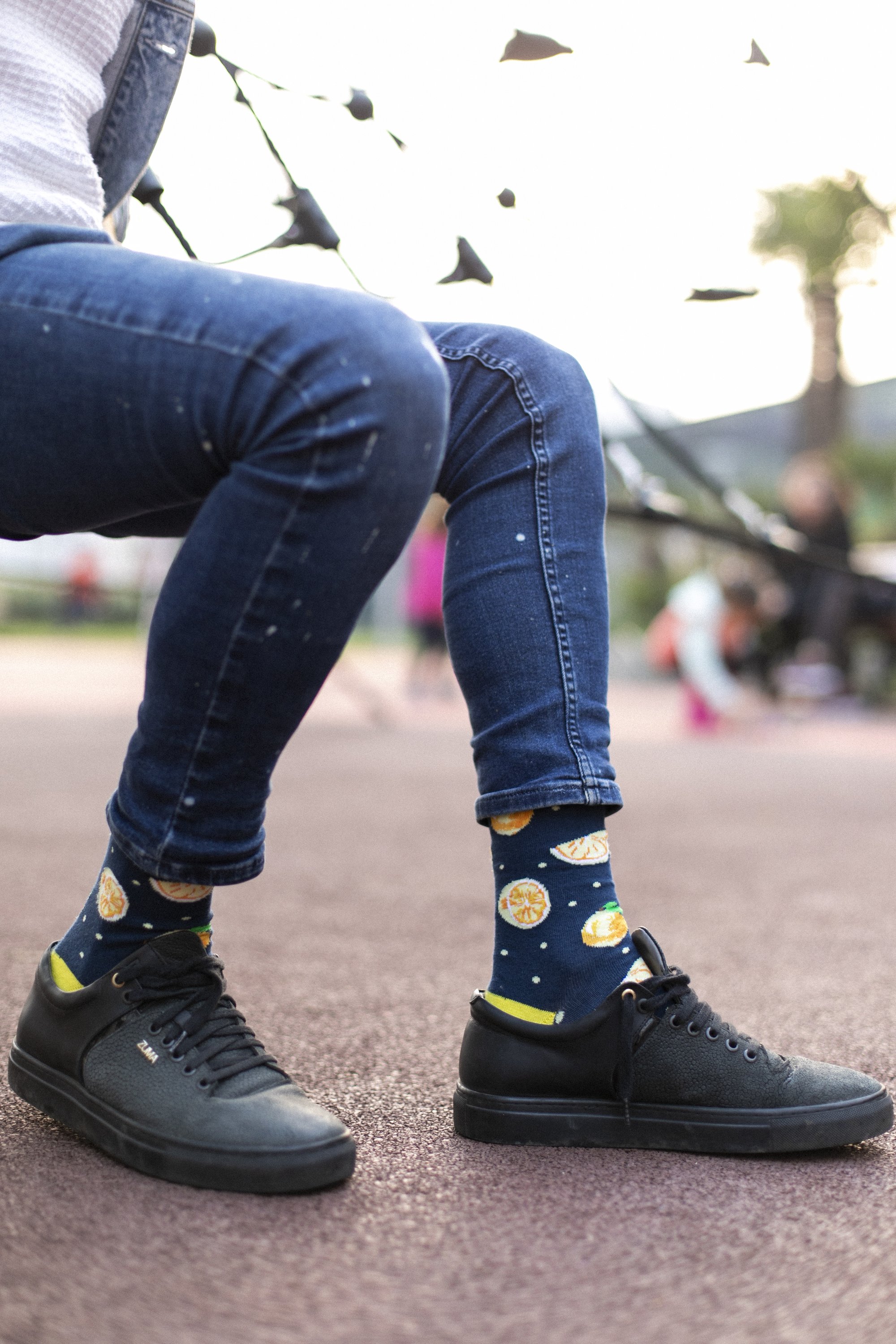 Men's Delightful Fruits Socks featuring colorful fruit patterns, made from soft Turkish cotton for comfort and style.