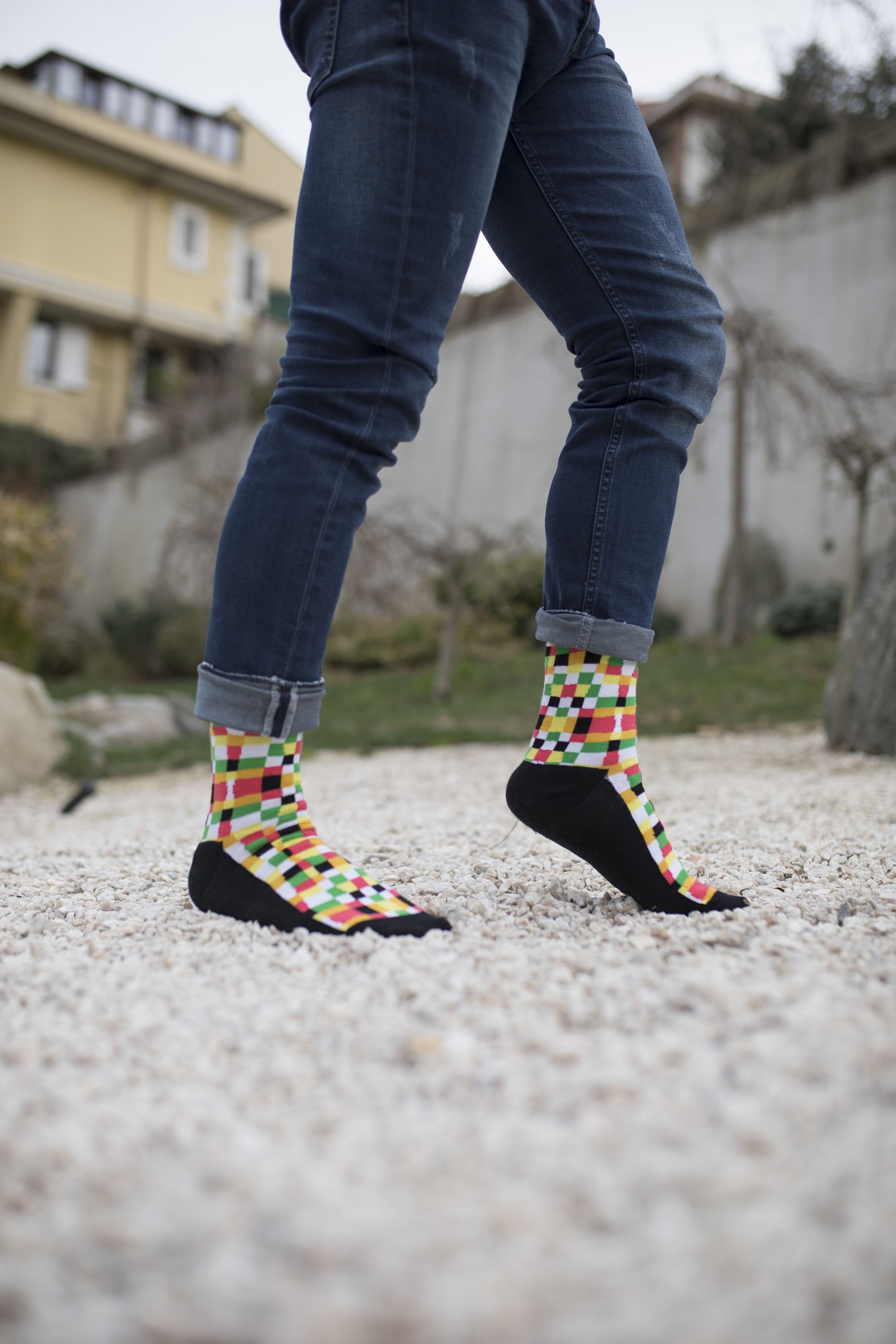 Men's Designless Squares Socks made from premium combed cotton, featuring a stylish design suitable for everyday wear.