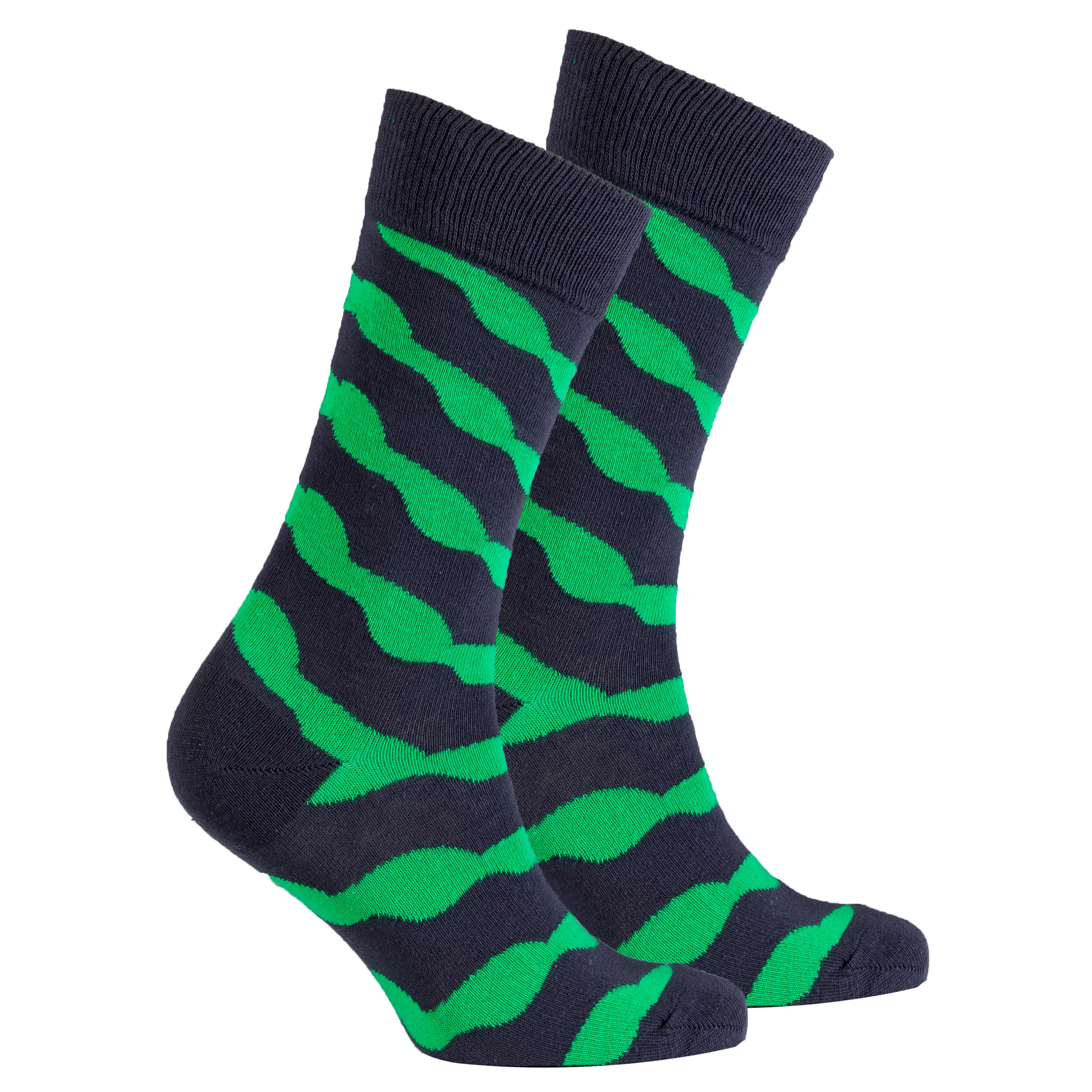 Men's Emerald Wave Socks featuring a vibrant emerald wave pattern, made from soft Turkish cotton for comfort and style.