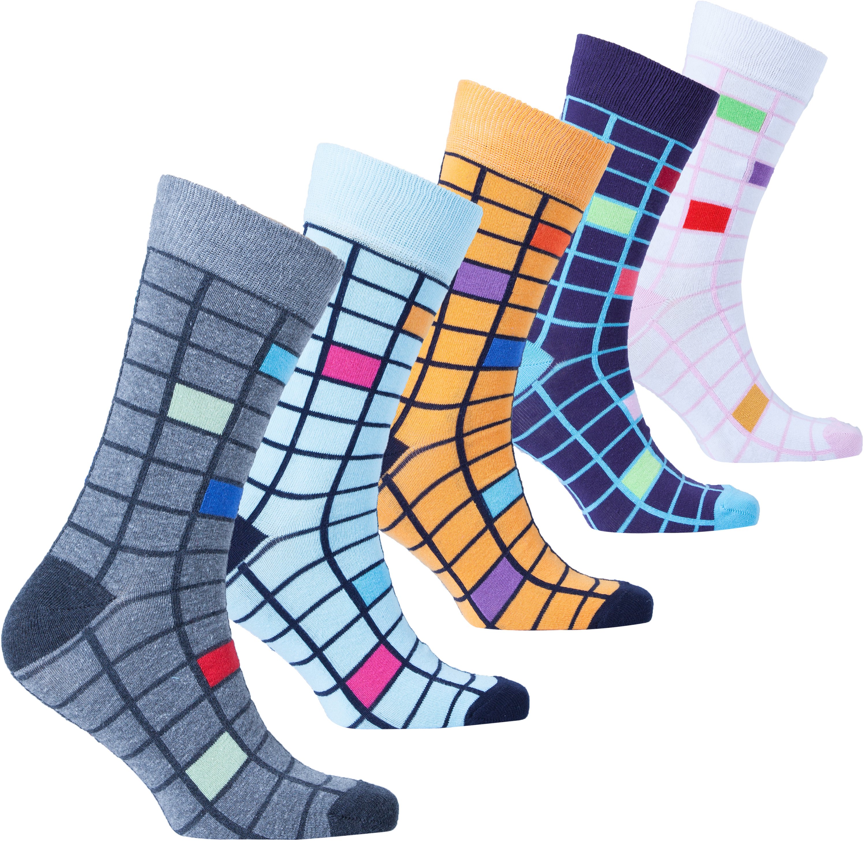 Men's Fashionable Blocks Socks featuring colorful designs and trendy patterns, made from soft Turkish cotton for comfort.