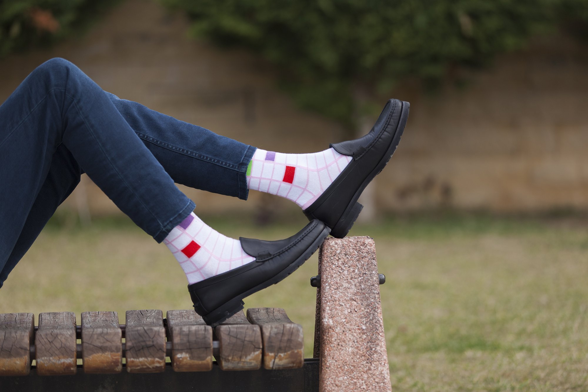 Men's Fashionable Blocks Socks featuring colorful designs and trendy patterns, made from soft Turkish cotton for comfort.