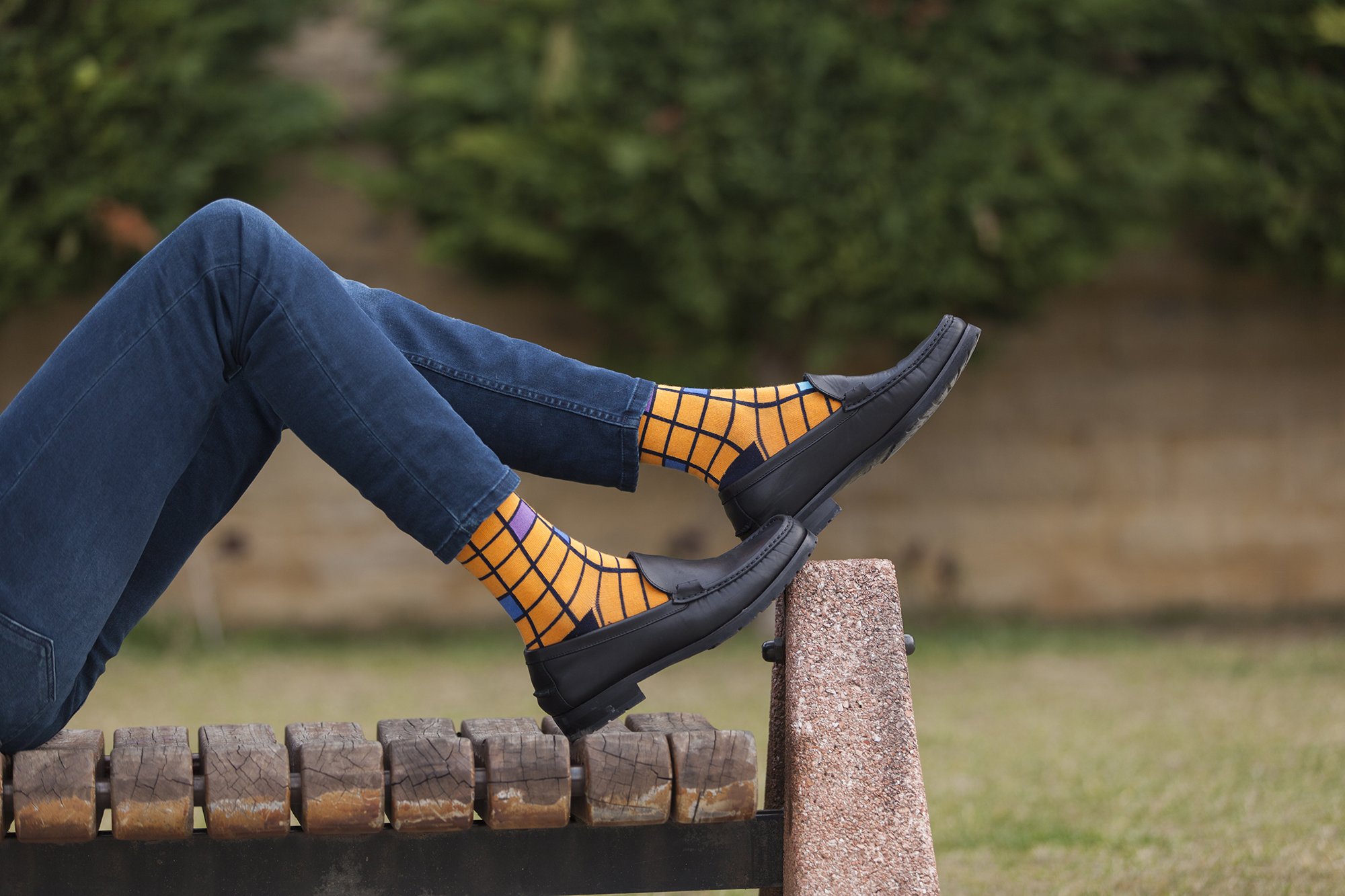 Men's Fashionable Blocks Socks featuring colorful designs and trendy patterns, made from soft Turkish cotton for comfort.