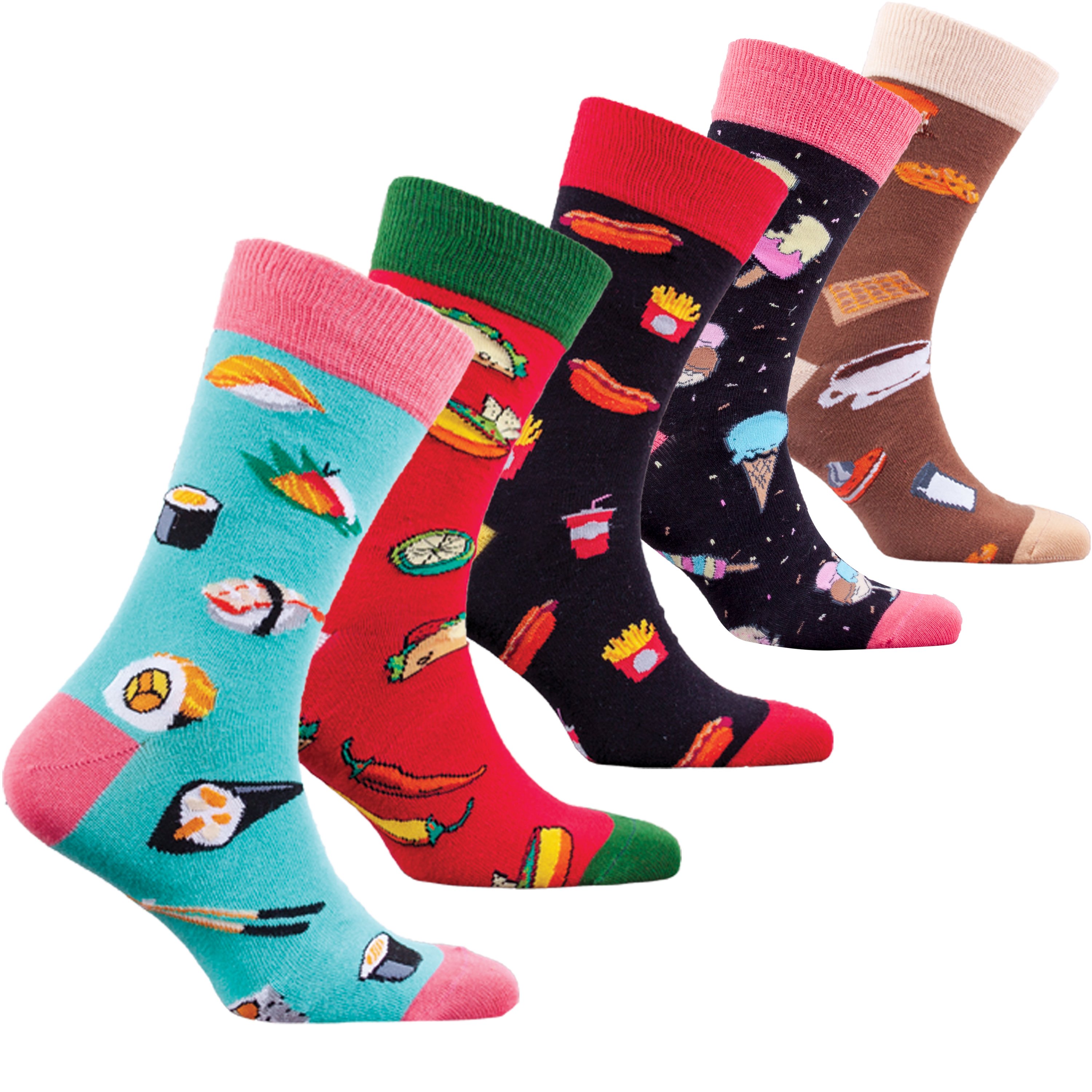 Men's Faster Food Socks featuring colorful designs and premium cotton blend for comfort and style.