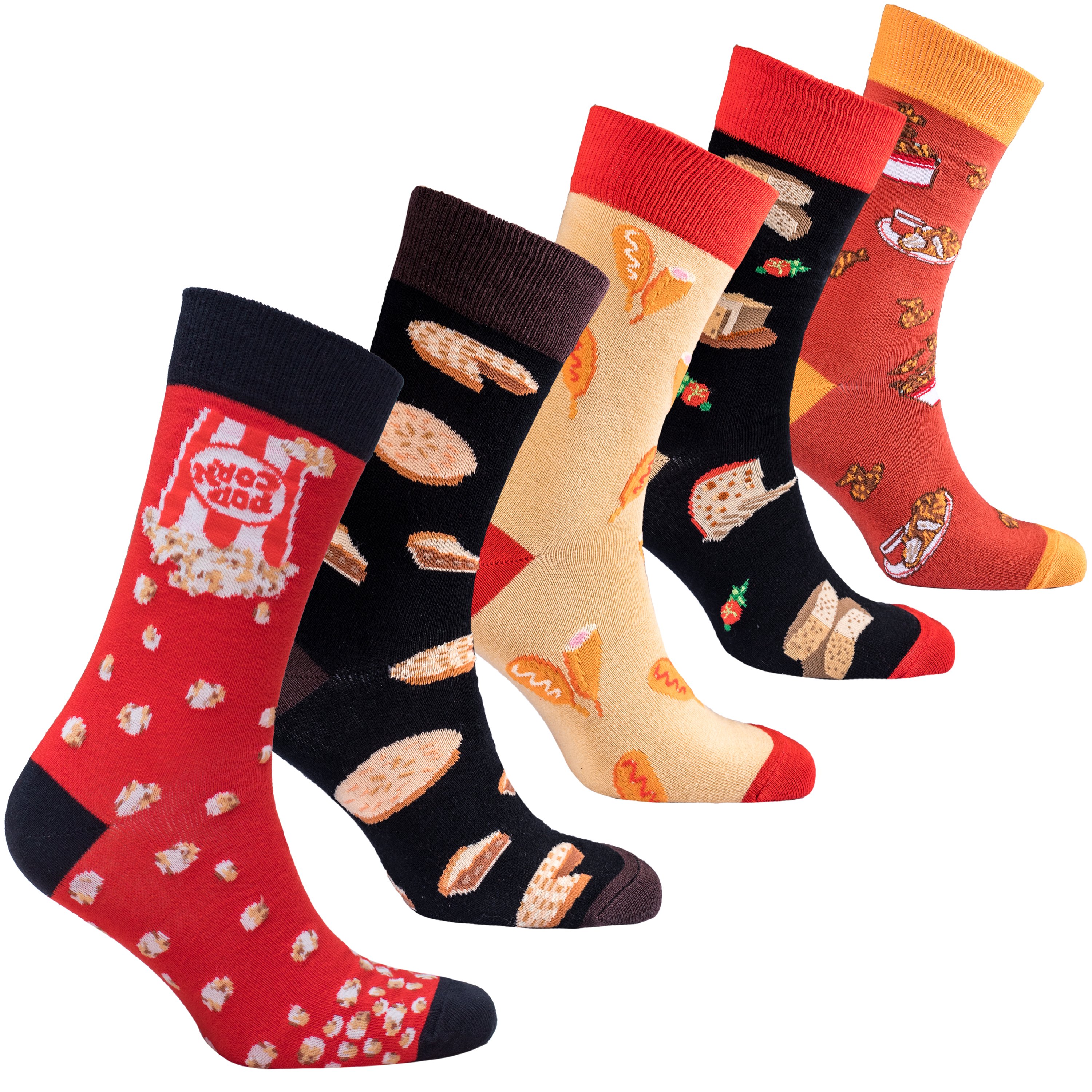 Men's Fastest Food Socks featuring colorful designs and premium cotton material, perfect for stylish comfort.