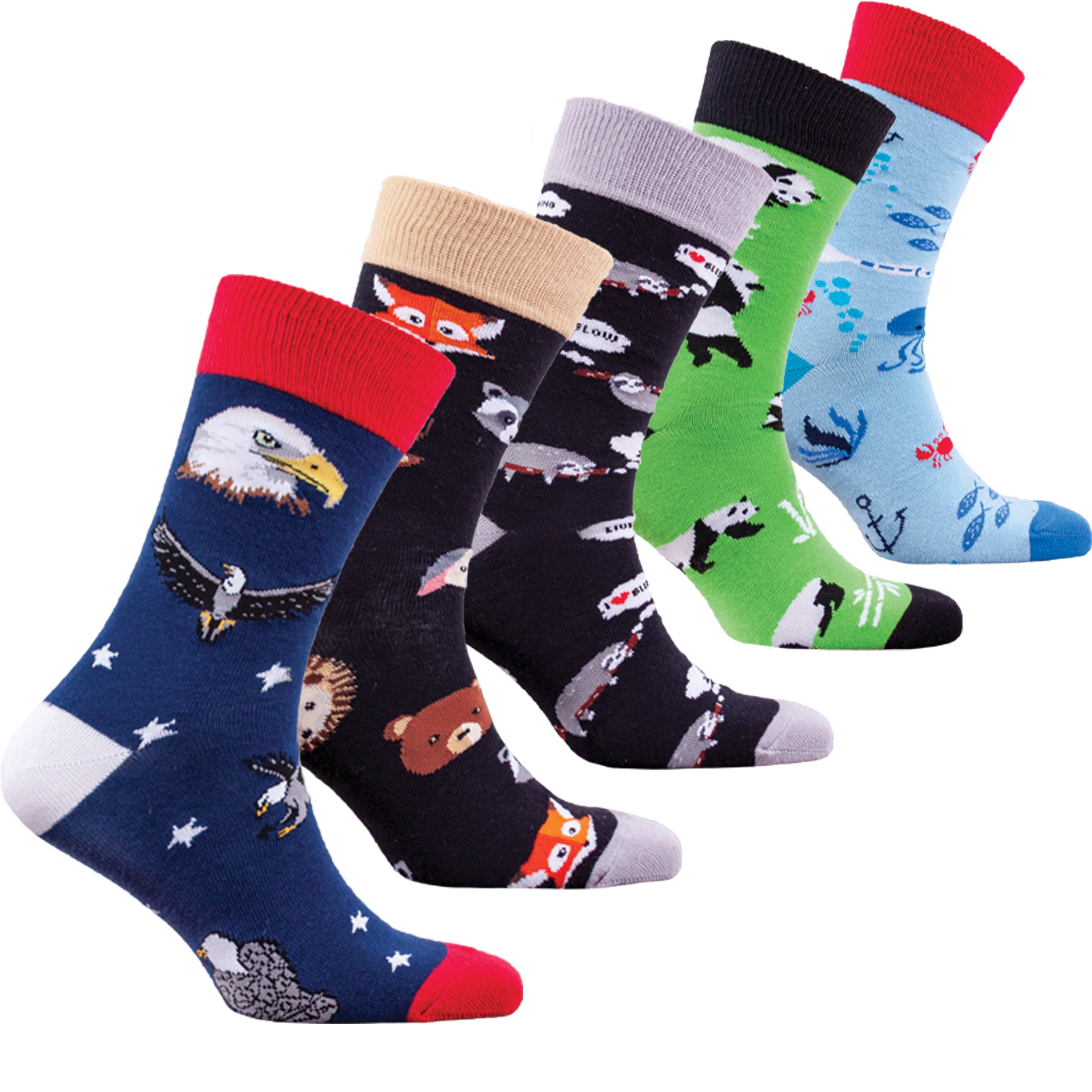 Men's Feral Animals Socks featuring colorful and trendy designs, made from soft Turkish cotton for comfort.