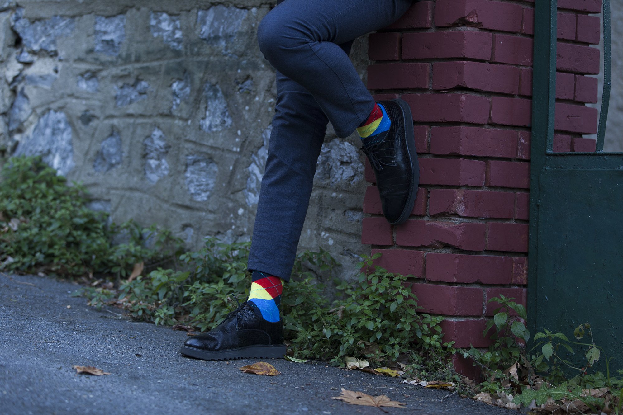 Men's Flame Argyle Socks featuring a vibrant flame pattern, made from soft Turkish cotton for comfort and style.