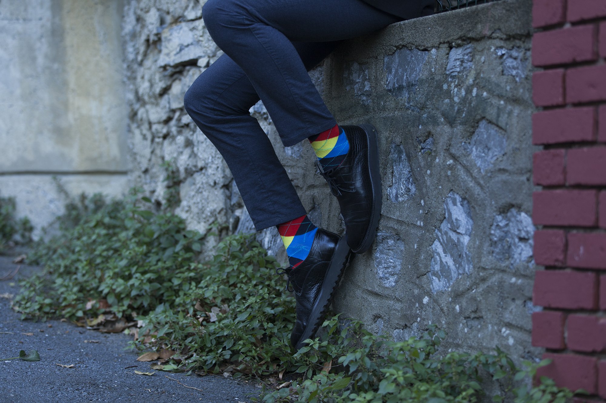 Men's Flame Argyle Socks featuring a vibrant flame pattern, made from soft Turkish cotton for comfort and style.