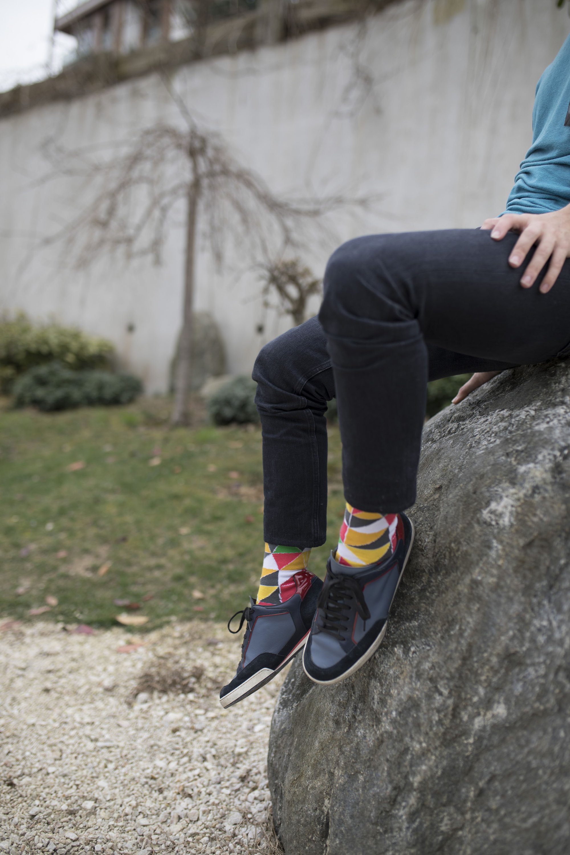 Men's Flame Triangle Socks featuring a stylish flame triangle design, made from premium combed cotton for comfort.