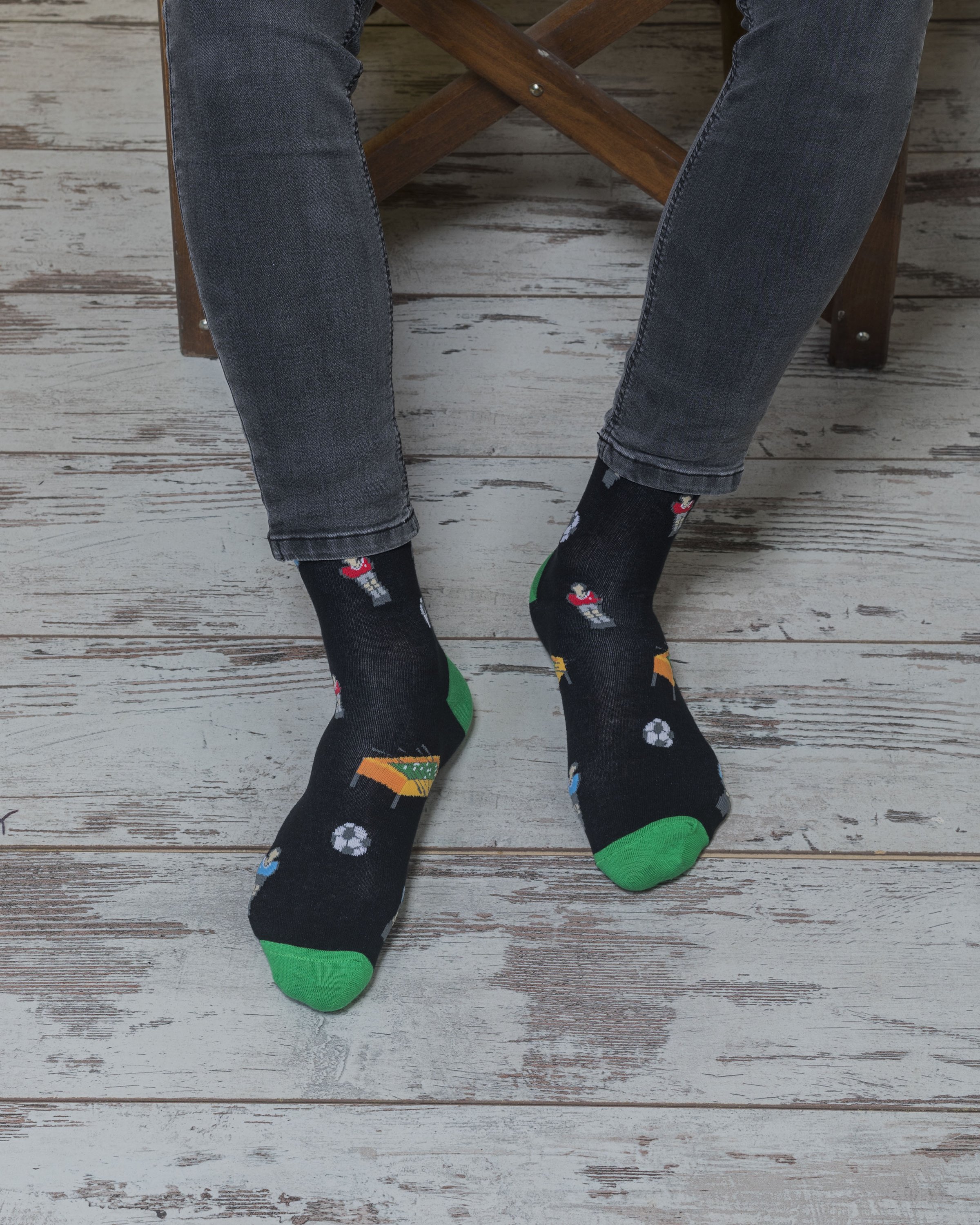 Colorful and trendy Men's Fooseball Socks made from soft Turkish cotton, designed for comfort and style.