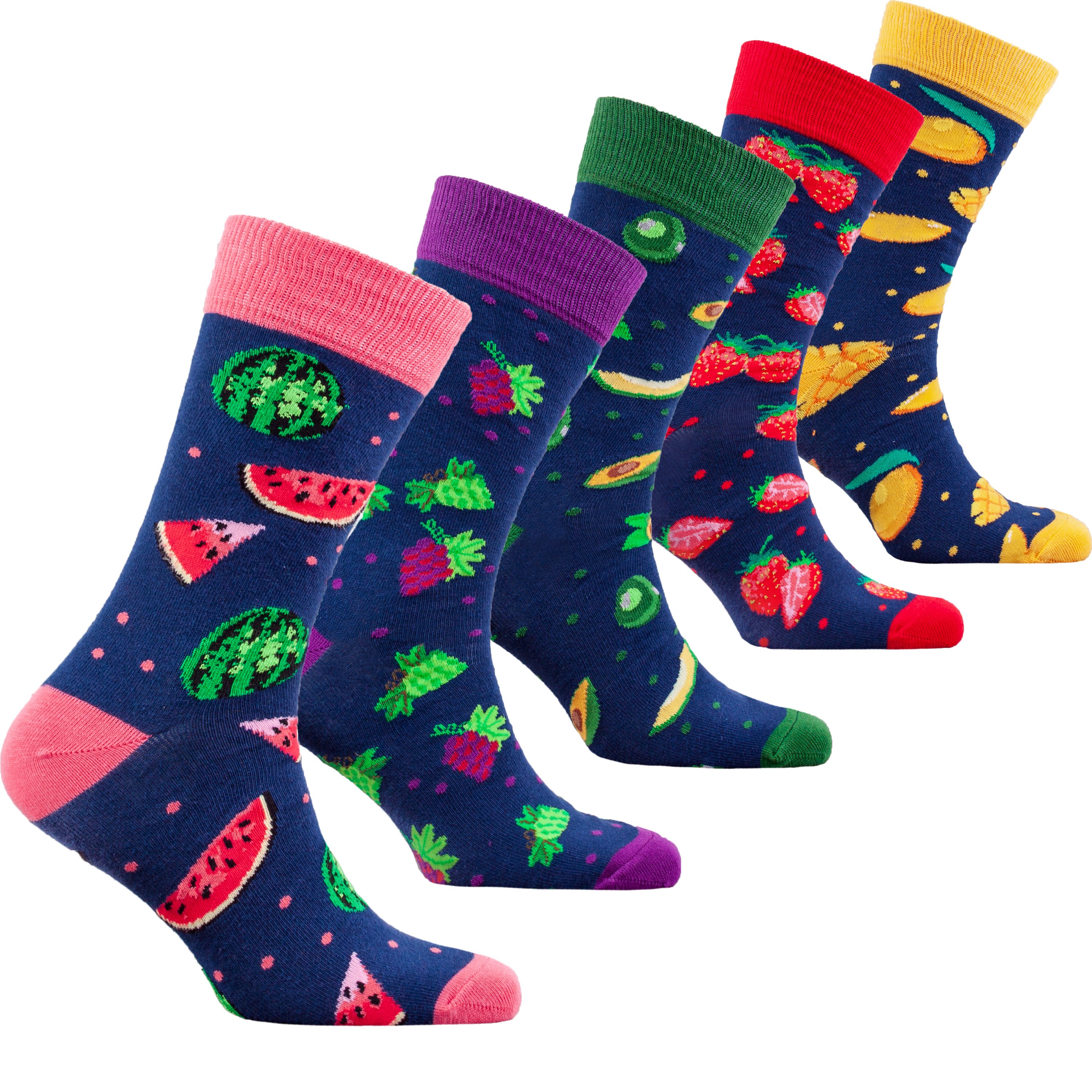 Men's Fresh Fruits Socks featuring colorful designs and patterns, made from soft Turkish cotton for comfort and style.