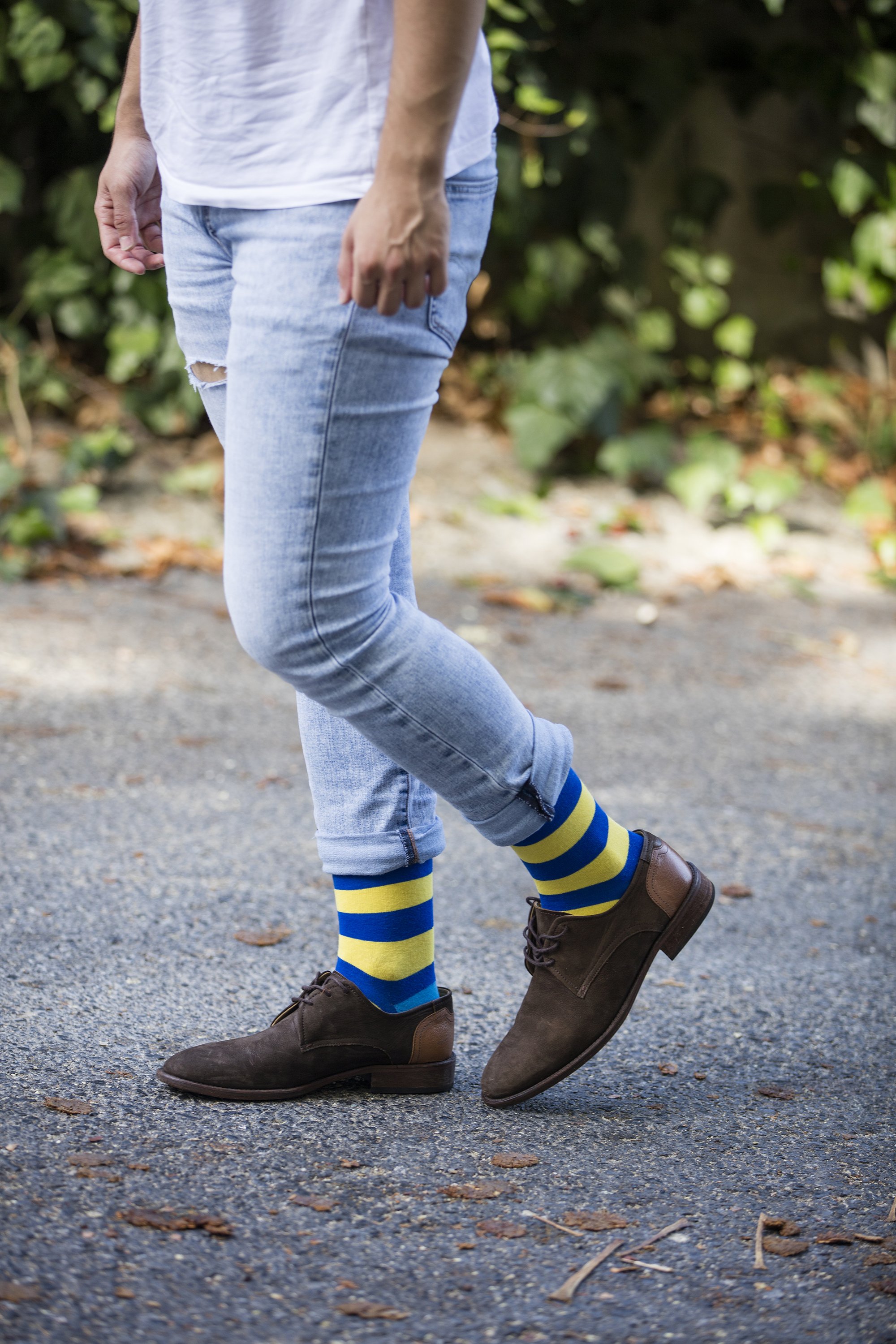 Men's Fresh Stripes Socks featuring colorful designs and premium cotton material for comfort and style.