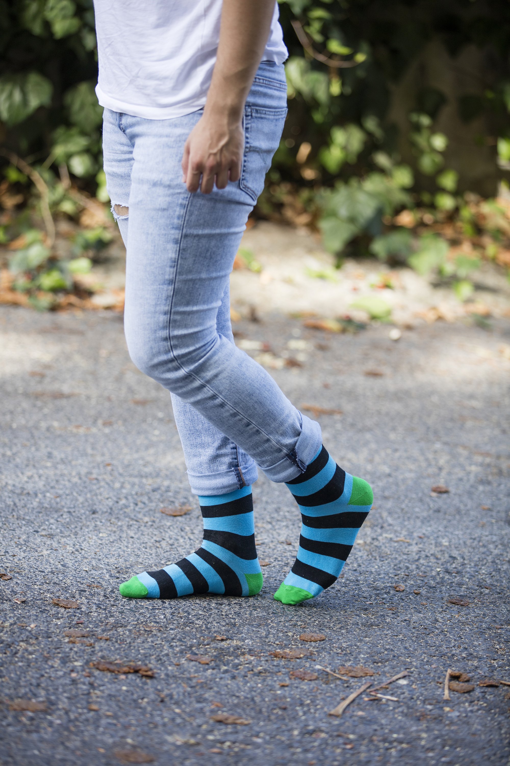 Men's Fresh Stripes Socks featuring colorful designs and premium cotton material for comfort and style.