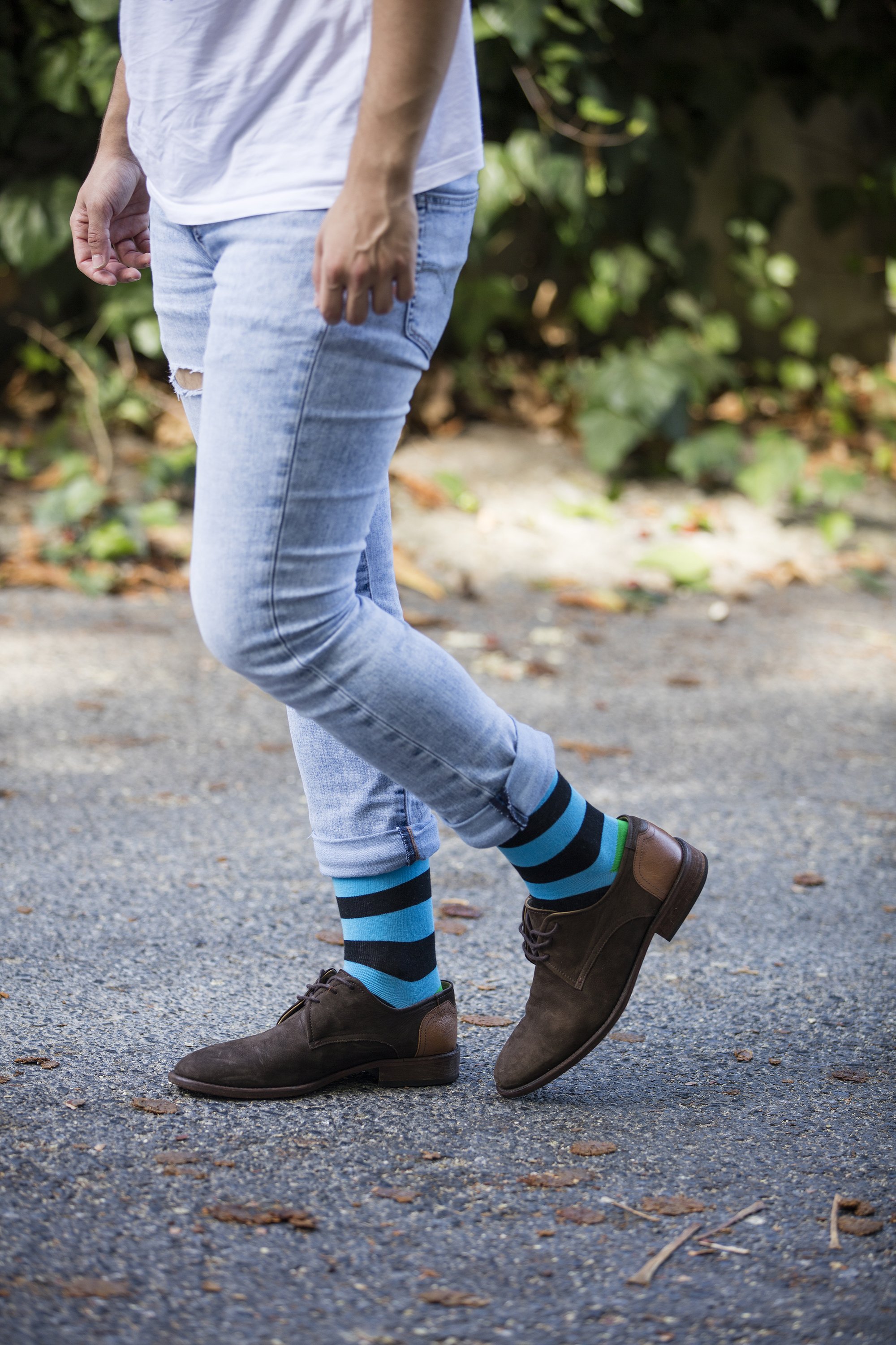 Men's Fresh Stripes Socks featuring colorful designs and premium cotton material for comfort and style.