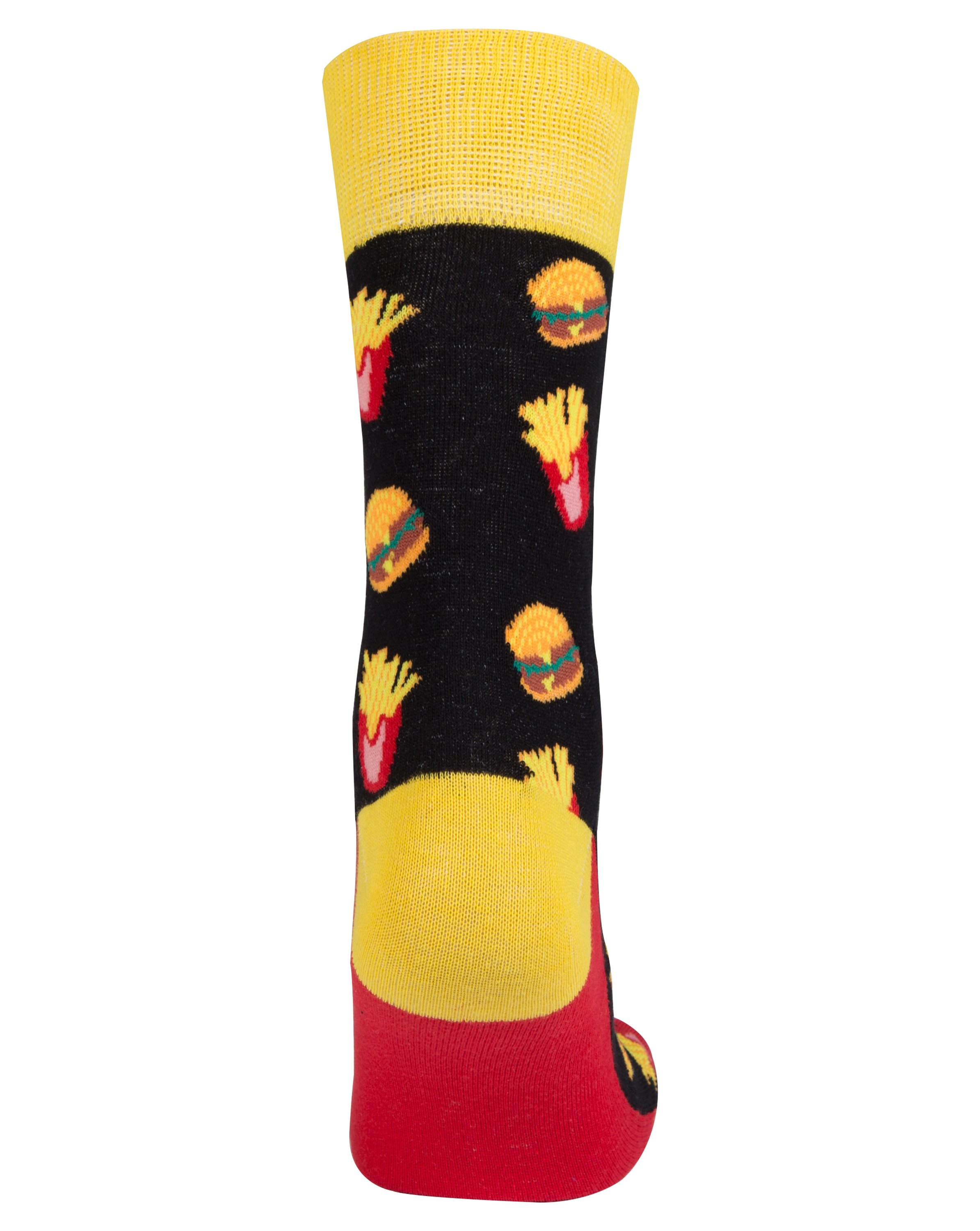 A pair of stylish Men's Fries Socks featuring a fun fries design, made from soft combed cotton for comfort.