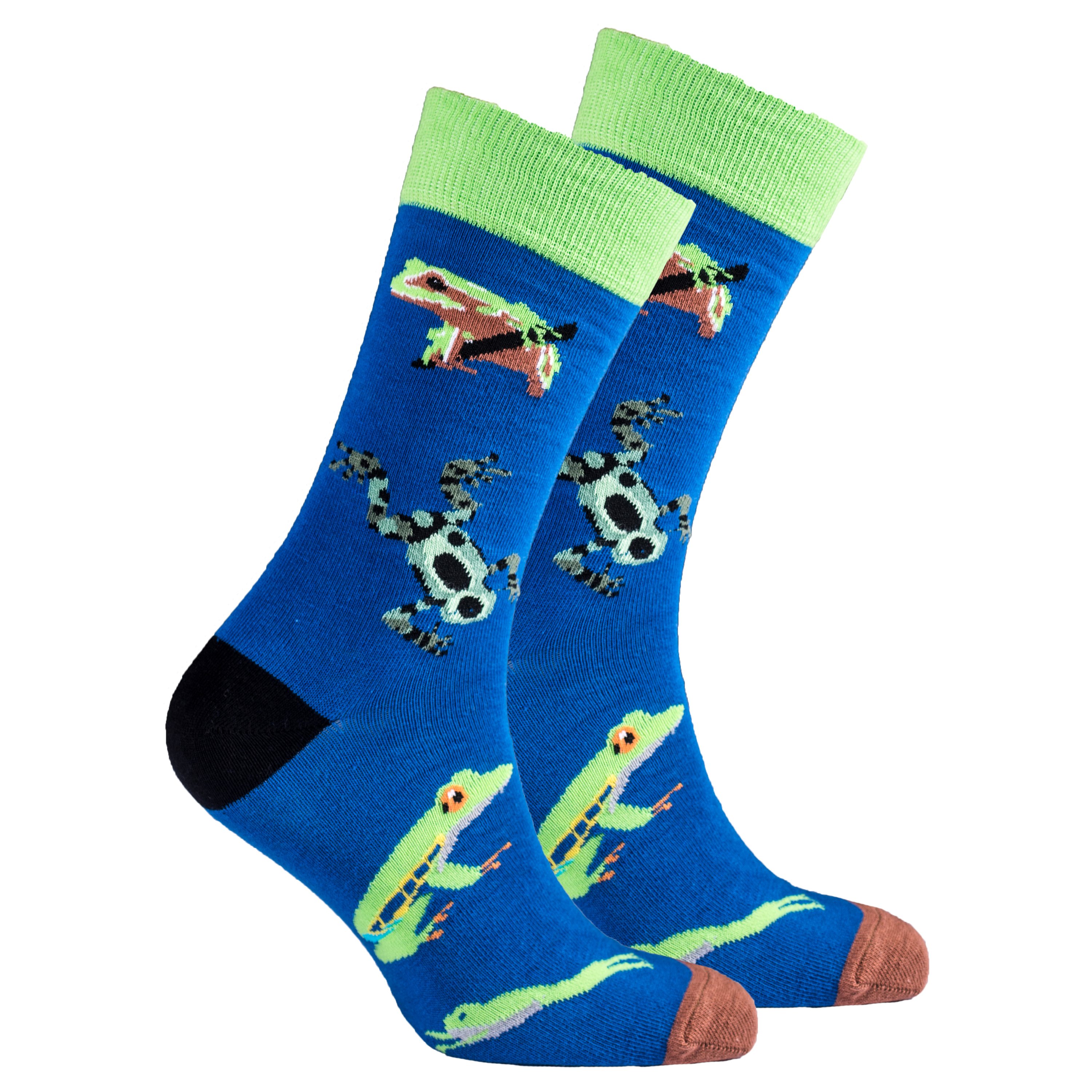 Men's Frog Socks featuring a colorful frog design, made from soft Turkish cotton for comfort and style.