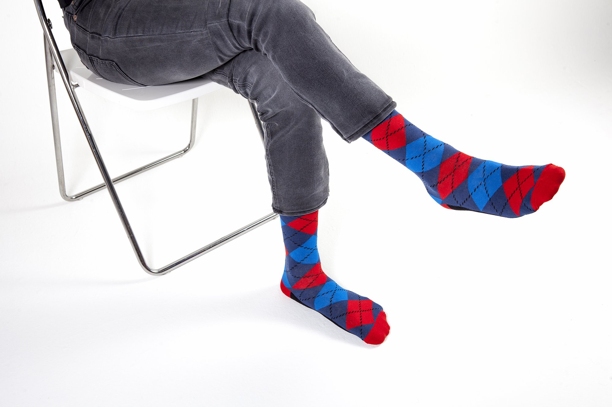 Men's Funky Argyle Socks featuring vibrant colors and trendy patterns, perfect for adding style to any outfit.