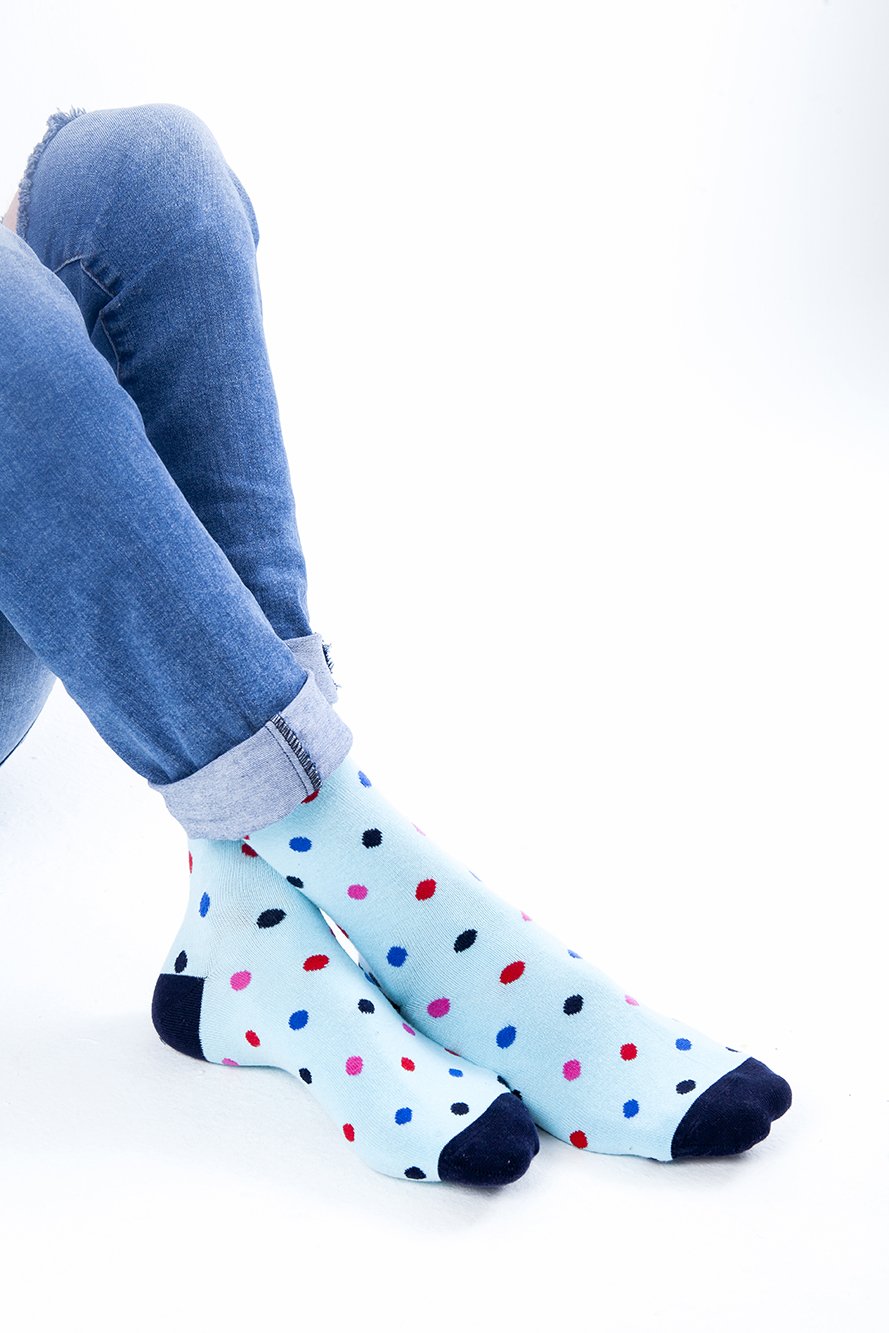 Men's Funky Dots Socks featuring colorful patterns and premium cotton material, perfect for stylish comfort.