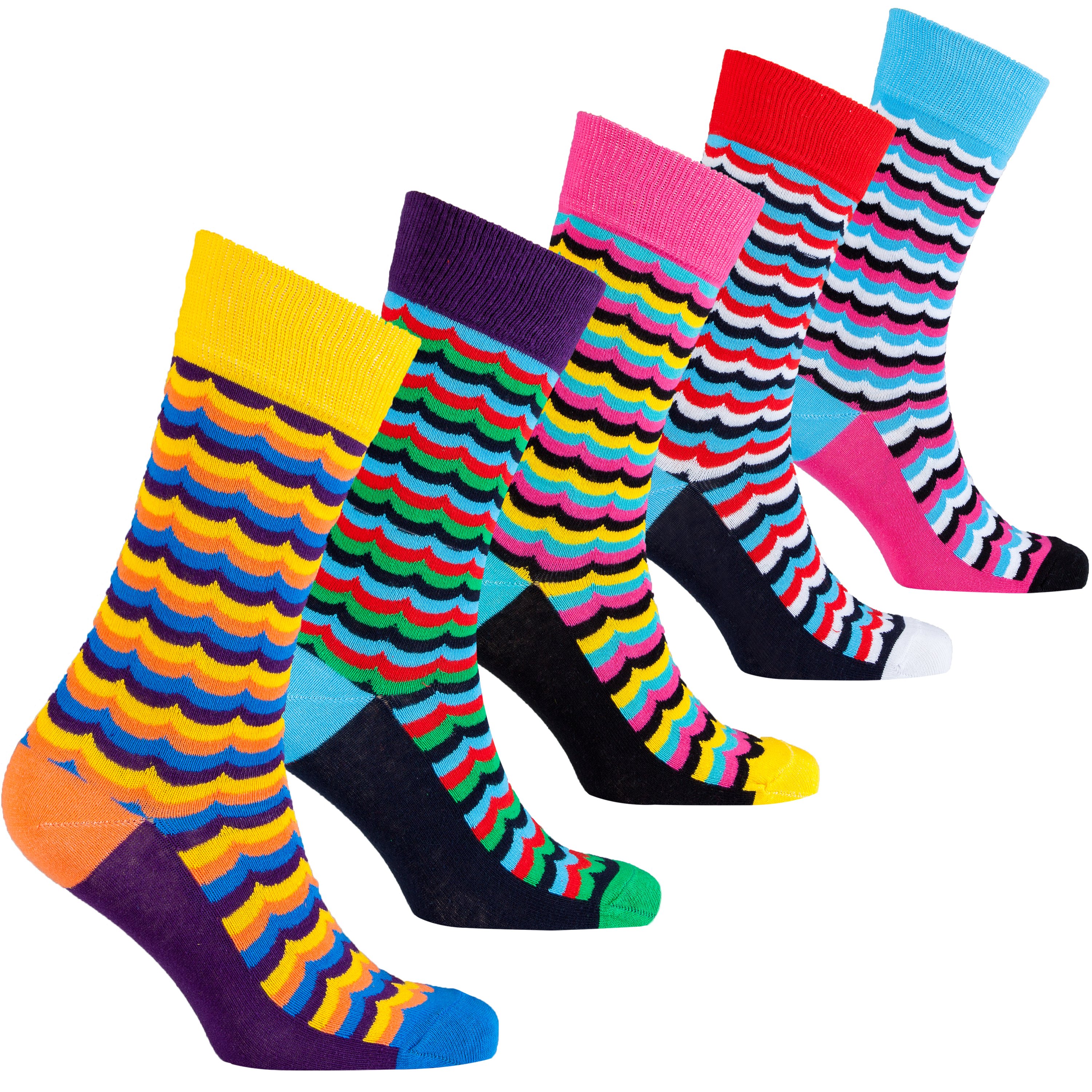 Men's Funky Waves Socks featuring colorful patterns and premium cotton blend for comfort and style.