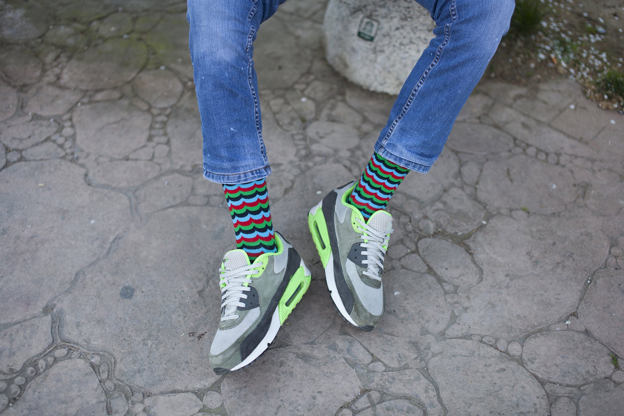 Men's Funky Waves Socks featuring colorful patterns and premium cotton blend for comfort and style.