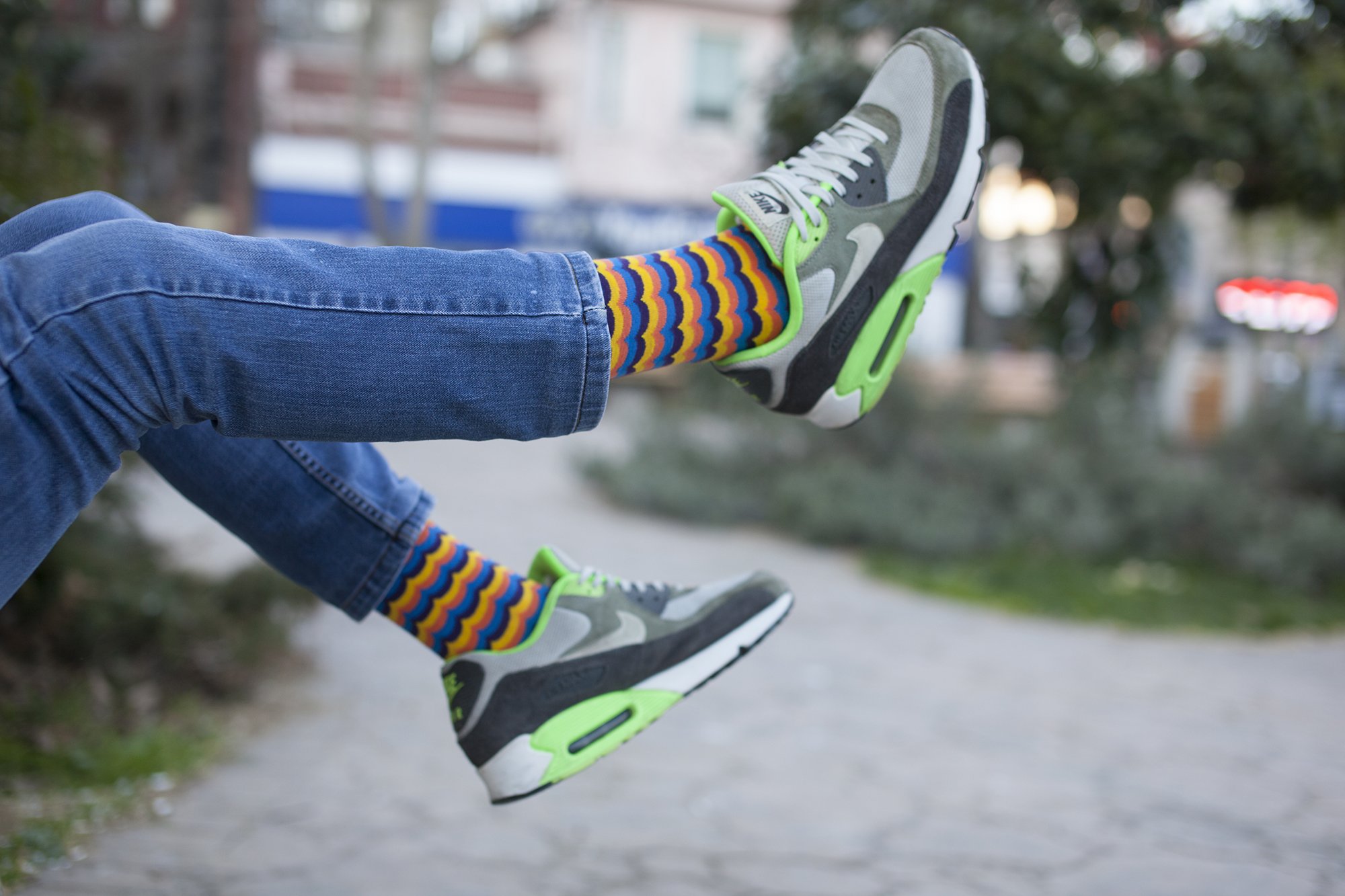 Men's Funky Waves Socks featuring colorful patterns and premium cotton blend for comfort and style.