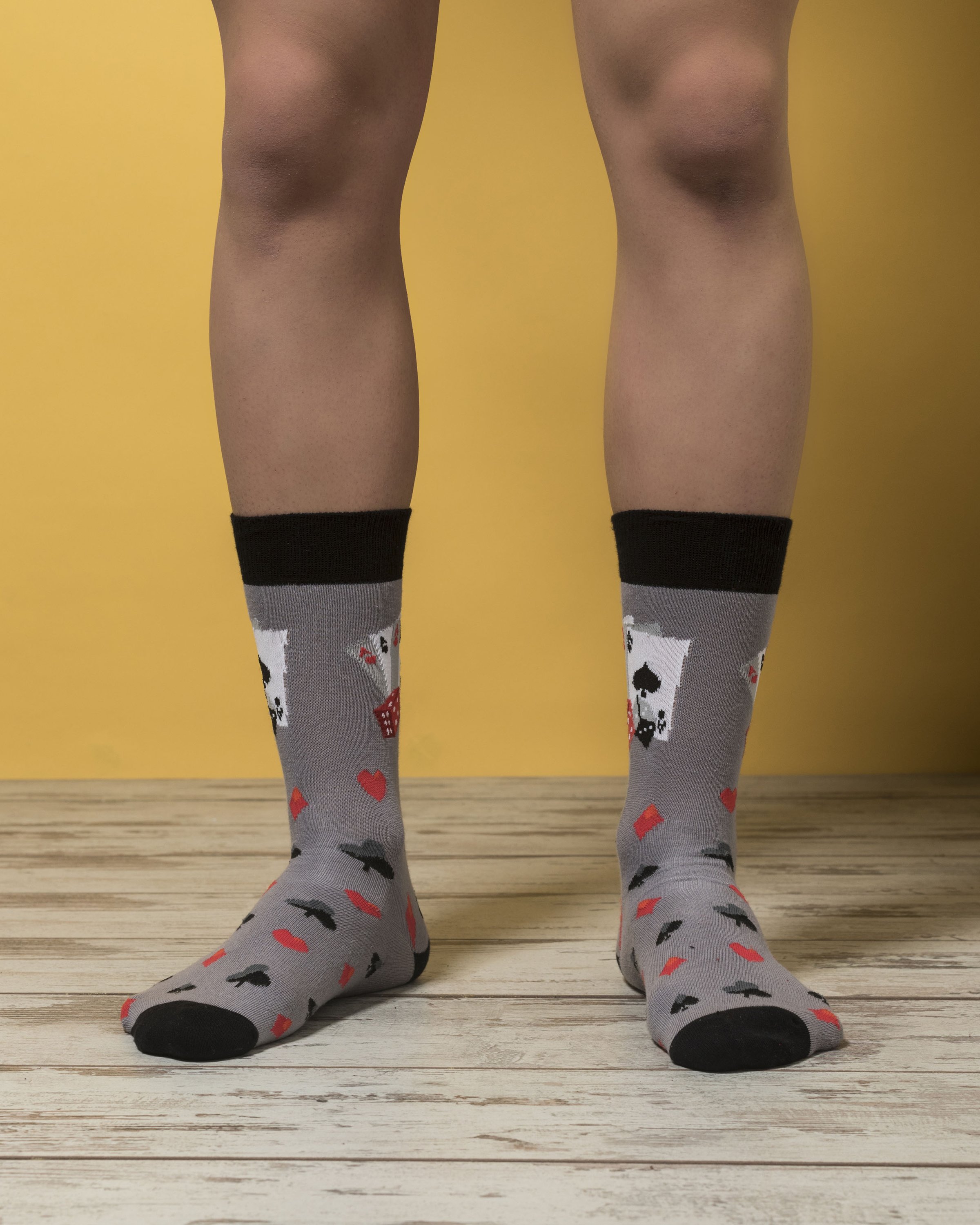 Men's Gambling Set Socks featuring vibrant colors and unique patterns, perfect for adding a fun touch to any outfit.