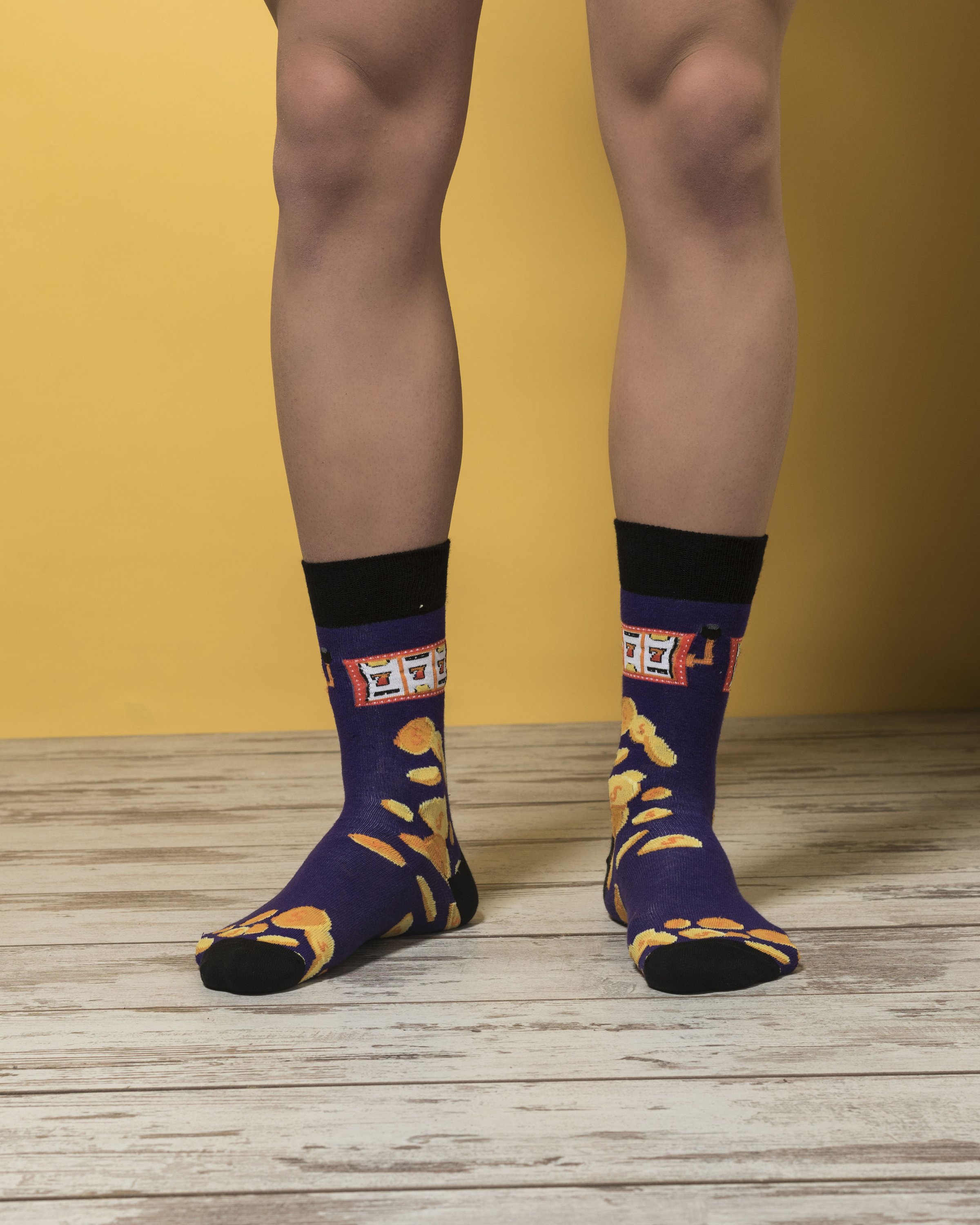 Men's Gambling Set Socks featuring vibrant colors and unique patterns, perfect for adding a fun touch to any outfit.